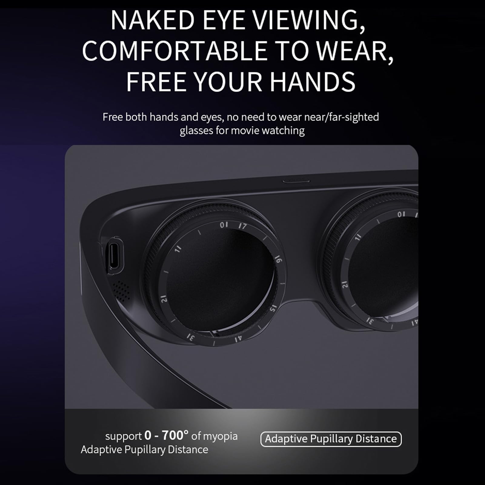 AI08 Pro 4K VR Glasses - Wireless 3D Virtual Reality Headset with Blue Light Protection, Adjustable & Rechargeable for Smartphones - Perfect for Gaming, Movies & Immersive Experiences