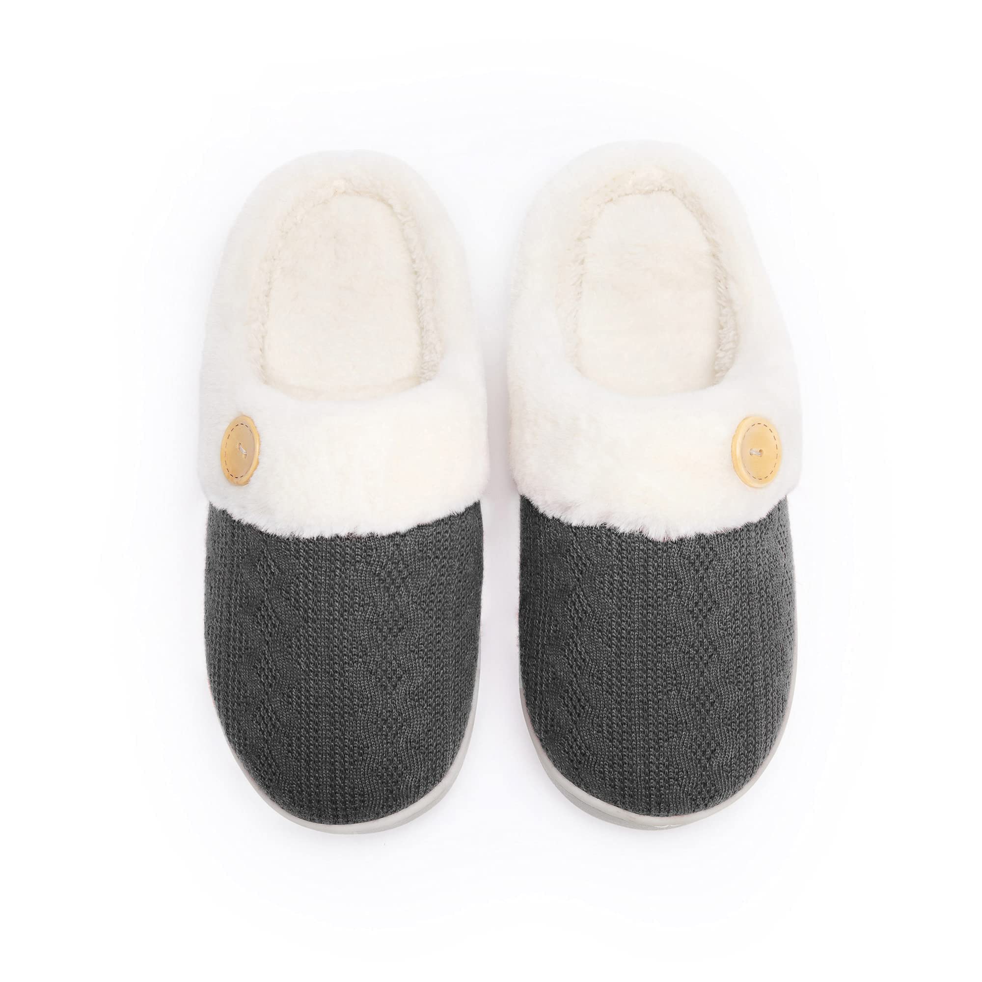 Women's Fuzzy Warm House Slippers - Soft Plush Indoor/Outdoor Winter Slippers for Women | Cozy Knitted Slip-On Slippers for Home, Office & Travel