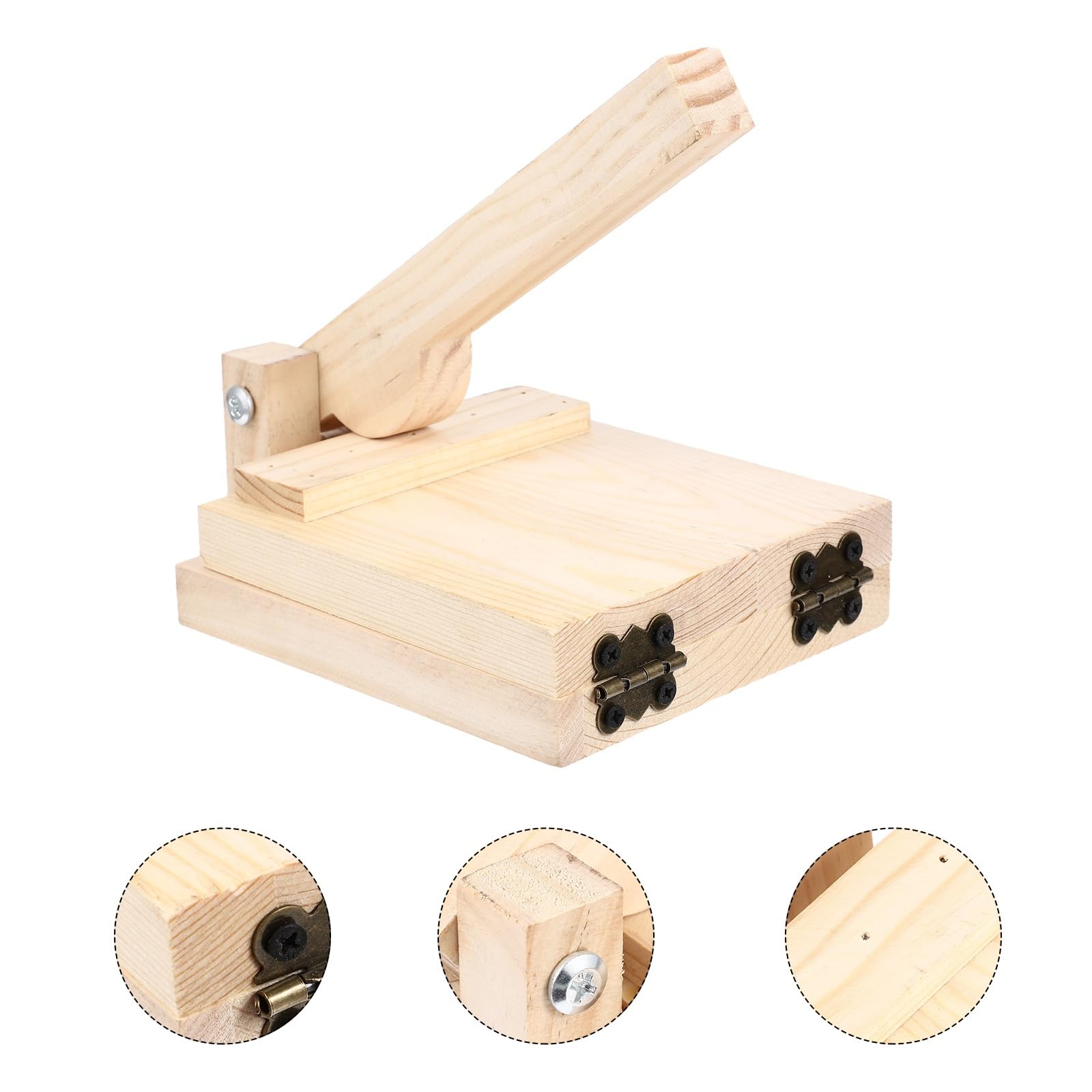 Amosfun Wooden Tortilla Press - Handmade Roti Maker, Dough Presser & Dumpling Wrapper Mold for Homemade Tortillas, Tacos, Flatbreads - Natural Beige Wood - Perfect for Mexican, Indian & Asian Cuisine