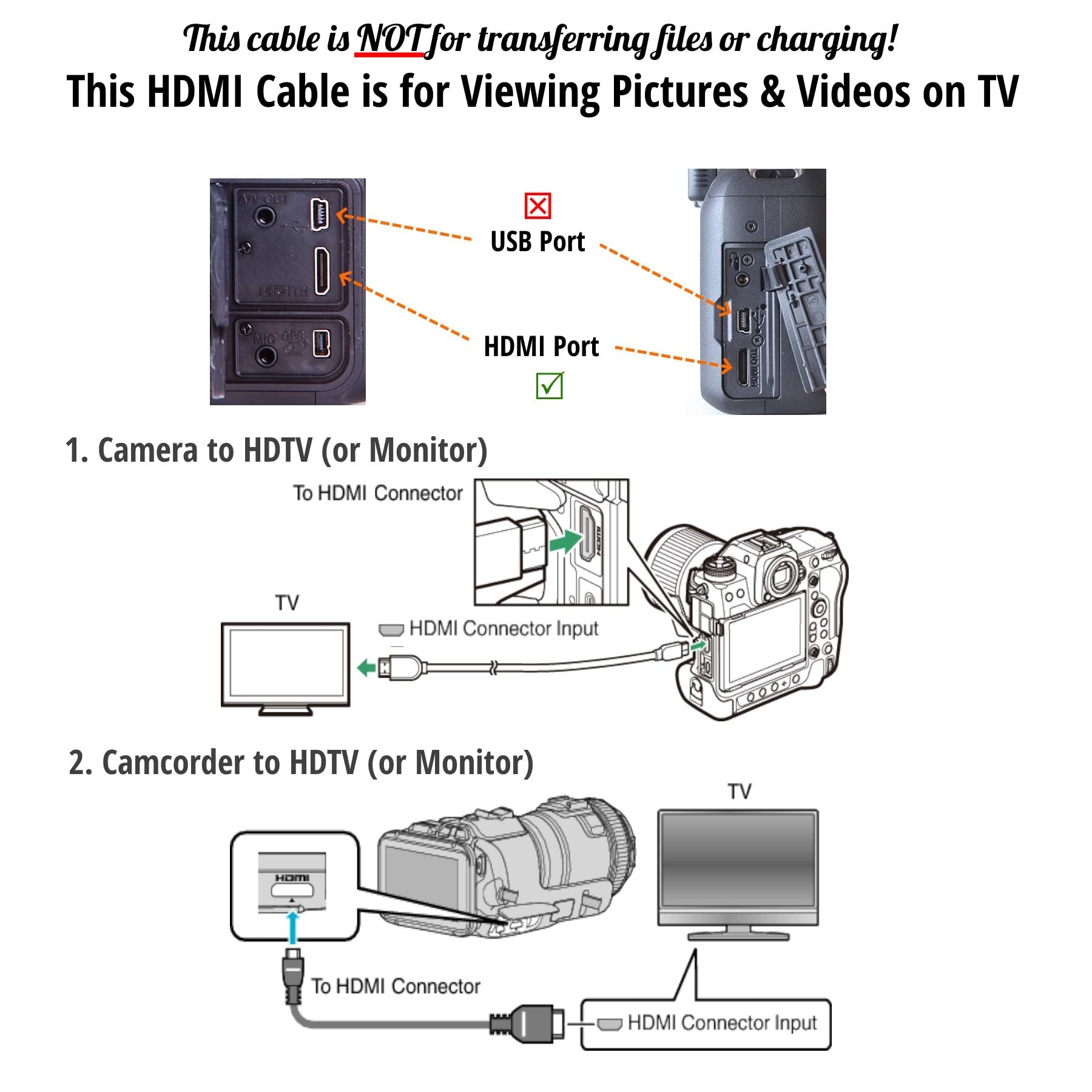 ienza HC-E1 HDMI Adapter Cable for Nikon Cameras - Compatible with Nikon D3500, D5600, Z6, D7500, D750, D850, D5300 DSLR & Mirrorless Cameras - High-Speed 4K Video Streaming for Live Broadcasting & Studio Recording