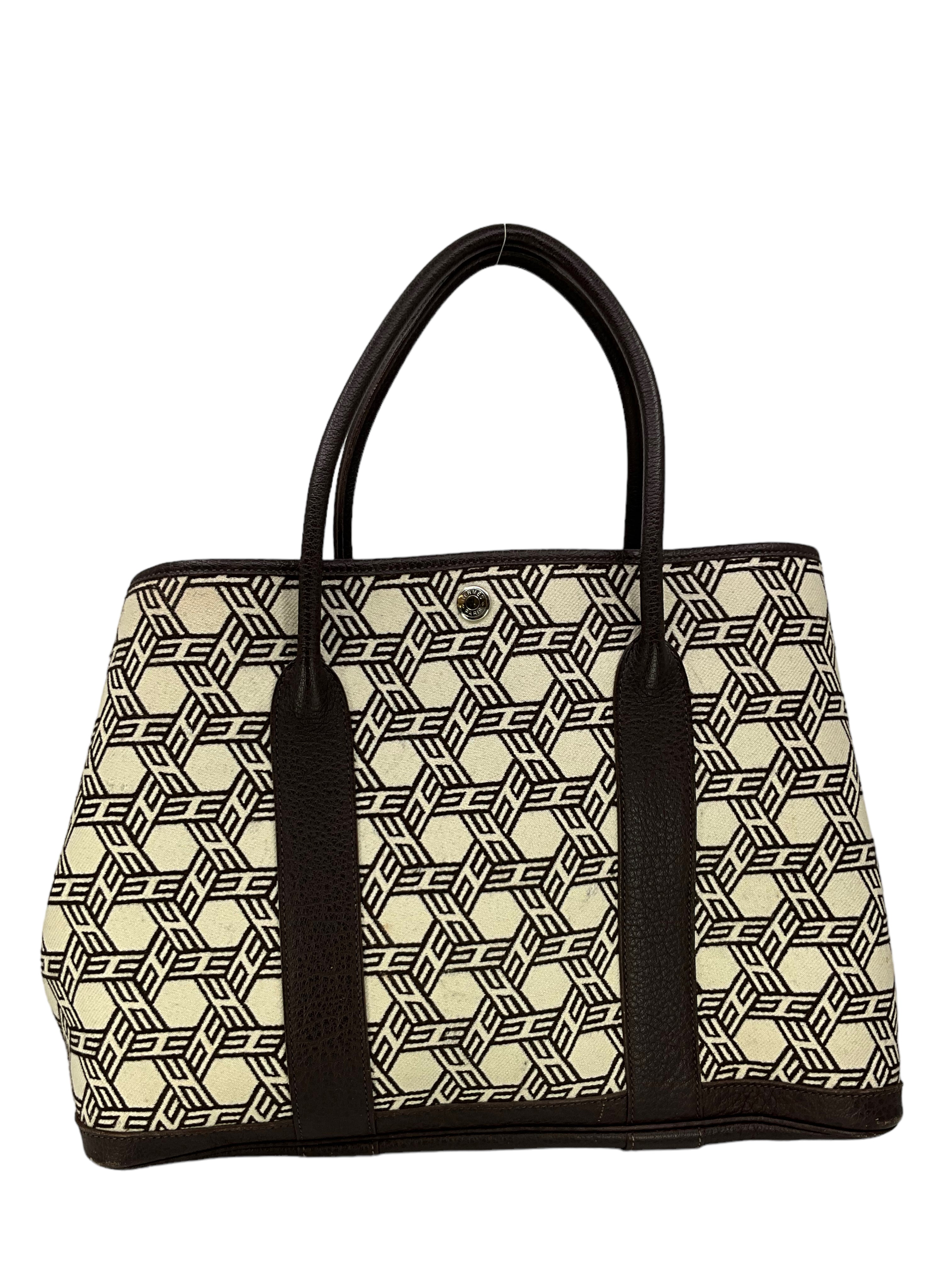HERMES Mosaic Canvas Garden Party Tote Bag for Women - Luxury Designer Handbag for Work, Travel & Everyday Use