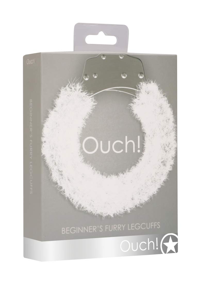 Ouch! by Shots America - Beginner's Furry Leg Cuffs in White - Soft Restraints for Cosplay, Roleplay & BDSM Beginners