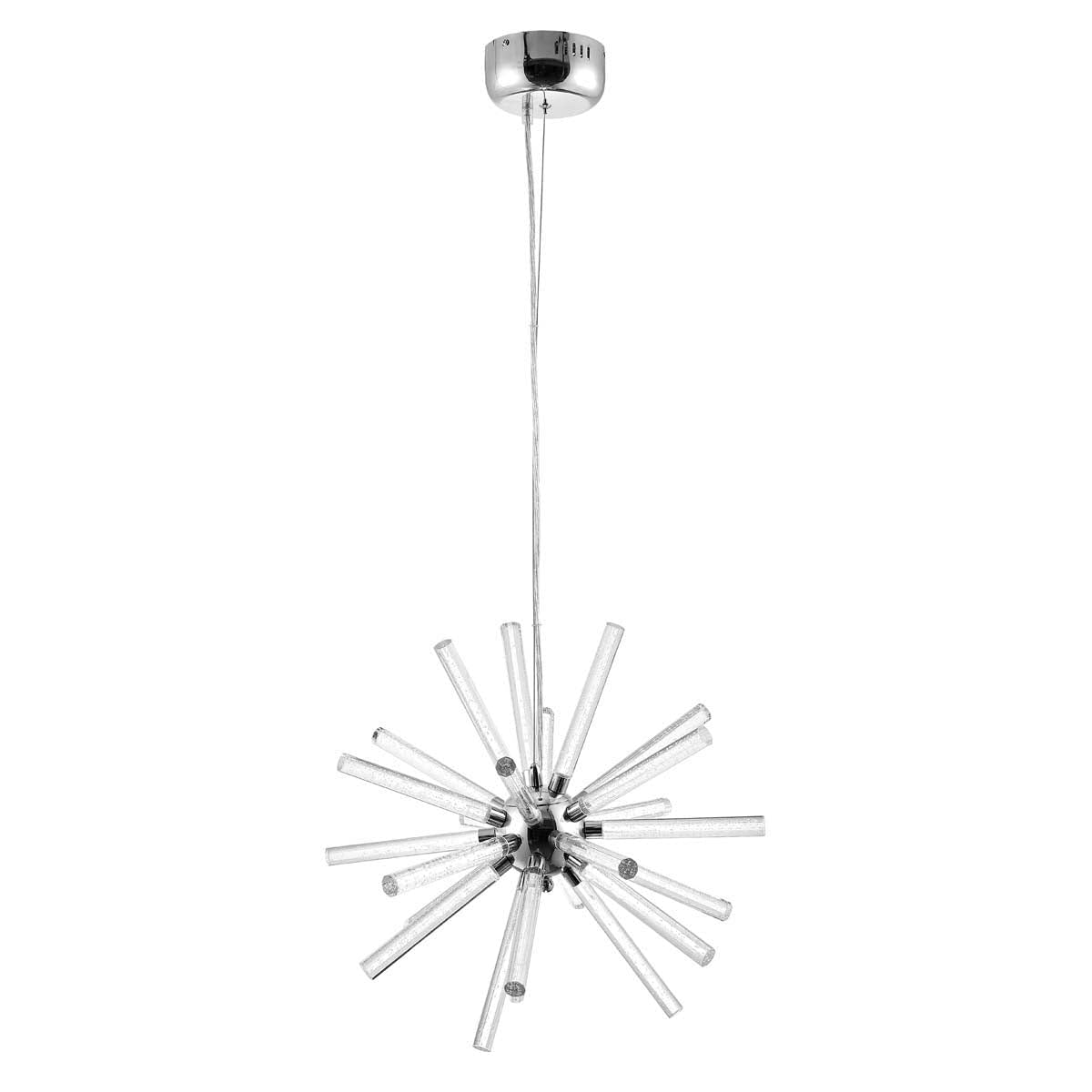 SAFAVIEH PND4103A Gema Chrome & Clear Sputnik LED Pendant Light - 22 Inch Adjustable Modern Ceiling Lighting for Dining Room, Kitchen Island, or Living Room Decor