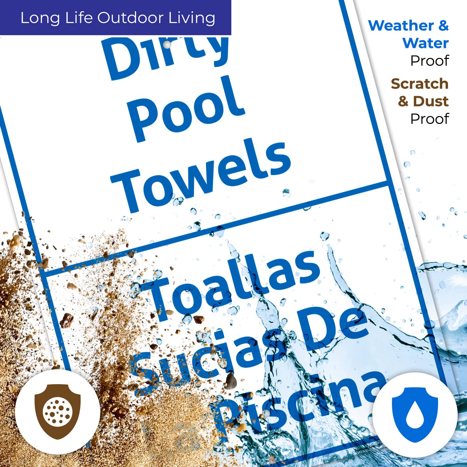 Bilingual Spanish English Pool Sign - Sigo Signs Dirty Pool Towels Warning, 18x24 Inches, 55 mil Thick HDPS, Made in USA - Perfect for Public Pools, Resorts & Water Parks