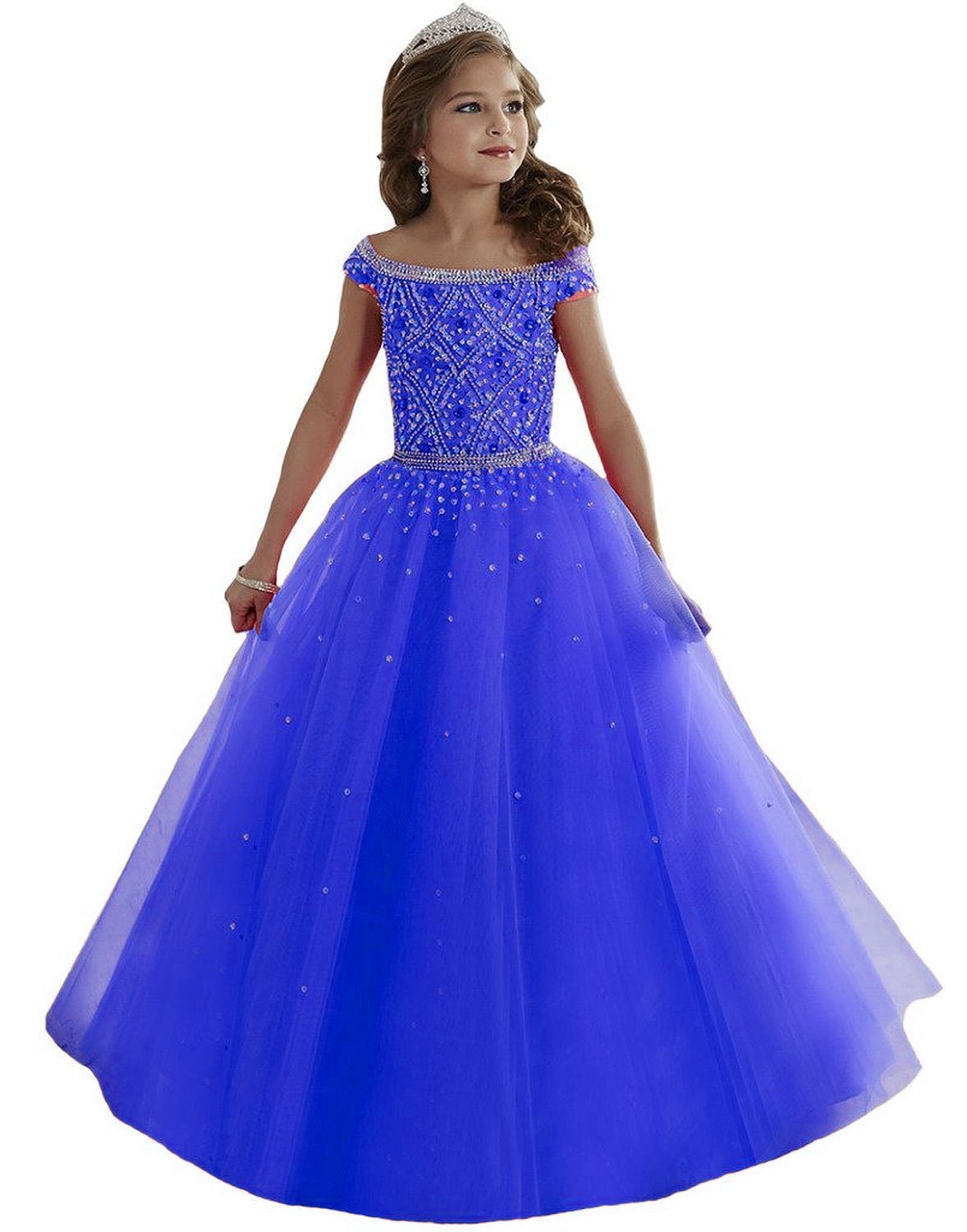 Little Girls Princess Birthday Party Ball Gowns - Cute Puffy Beaded Quinceanera Pageant Dress for Kids | Perfect for Birthday Celebrations, Pageants, and Special Occasions