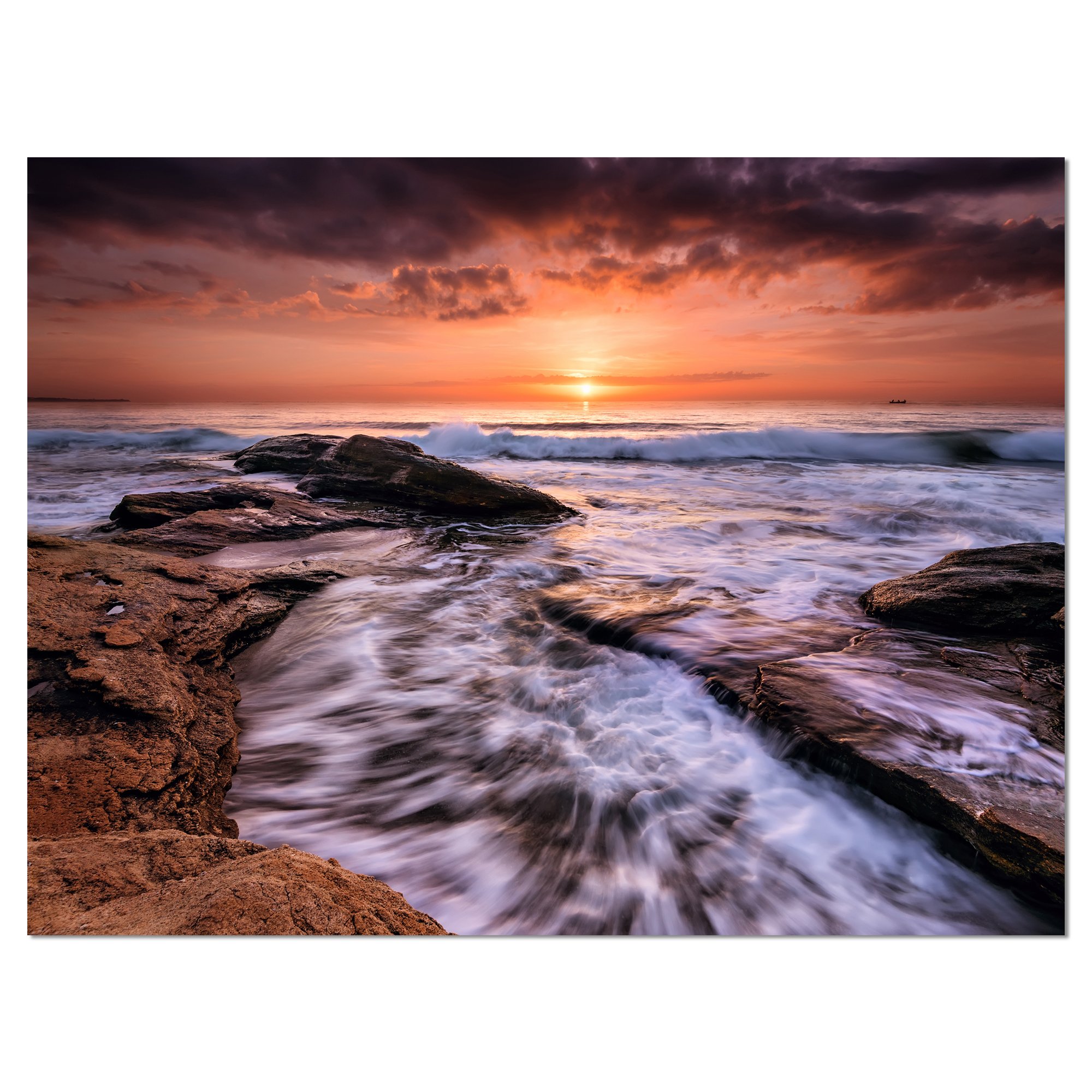 Waves Hitting Rocky Beach Burgas Bay Seashore Canvas Art Print - Coastal Wall Decor for Living Room, Bedroom & Office - Ocean Landscape Painting for Beach House & Seaside Theme Decor