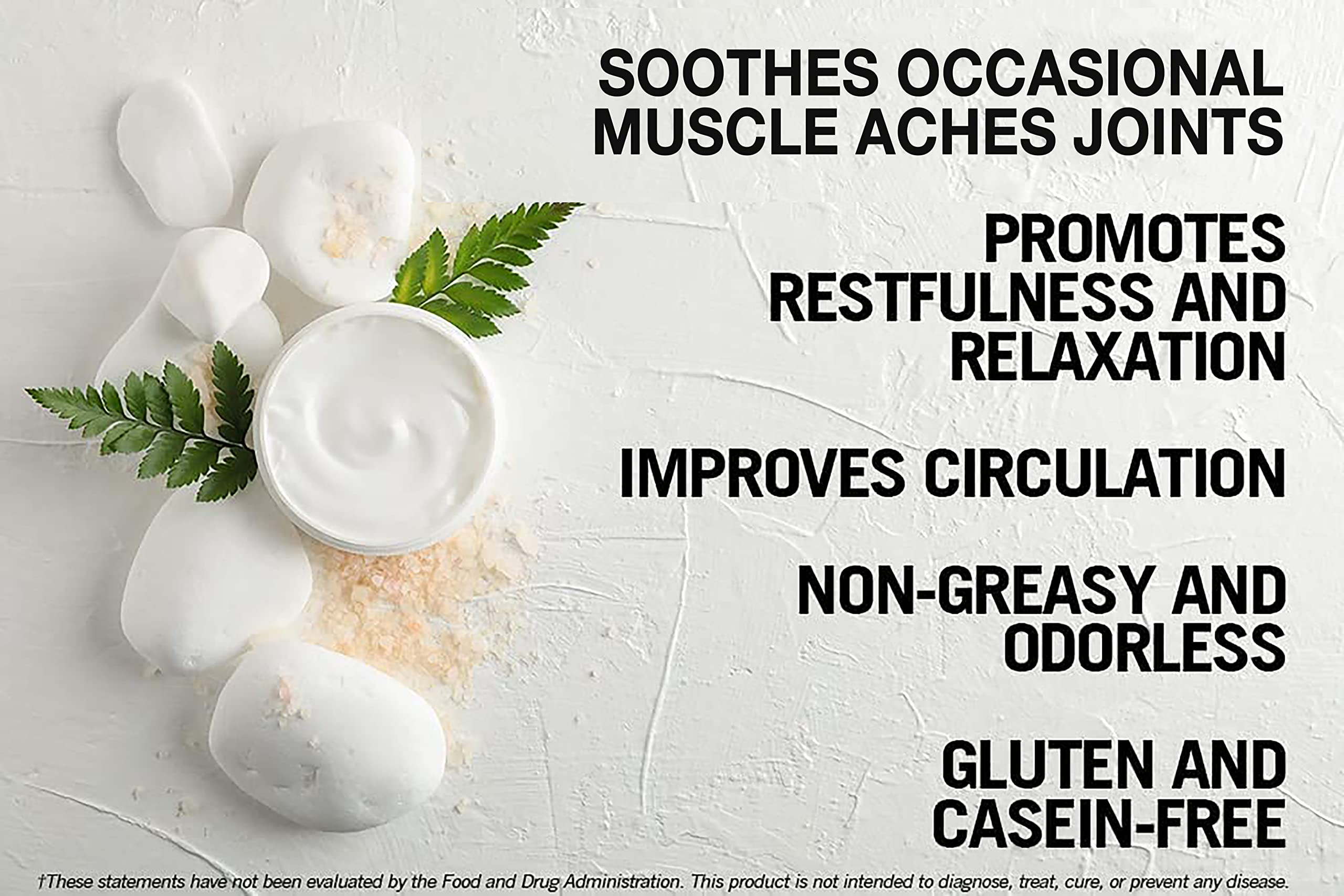 Kirkman Epsom Salt Cream 4oz - Gluten Free & Casein Free Magnesium Cream for Muscle Relaxation, Pain Relief & Stress Relief - Perfect for Athletes, Post-Workout Recovery & Relaxing Baths