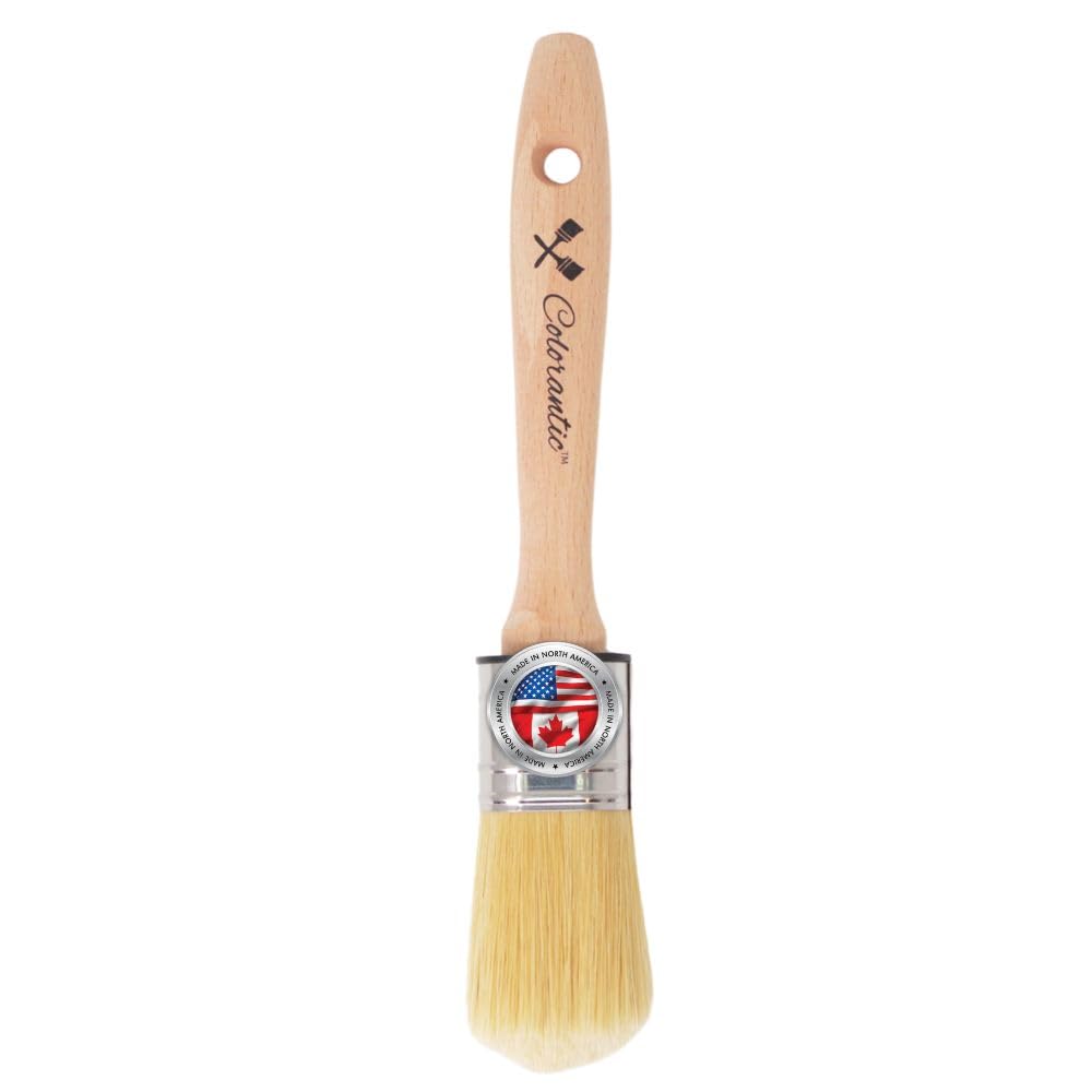 Colorantic | Natural Bristle Beeswax Polish Brush for Furniture - 35mm Oval Chalk Paint Wax Applicator | DIY Wood Finishing, Antique Restoration & Paste Polishing Tool for Tables, Cabinets & DIY Projects
