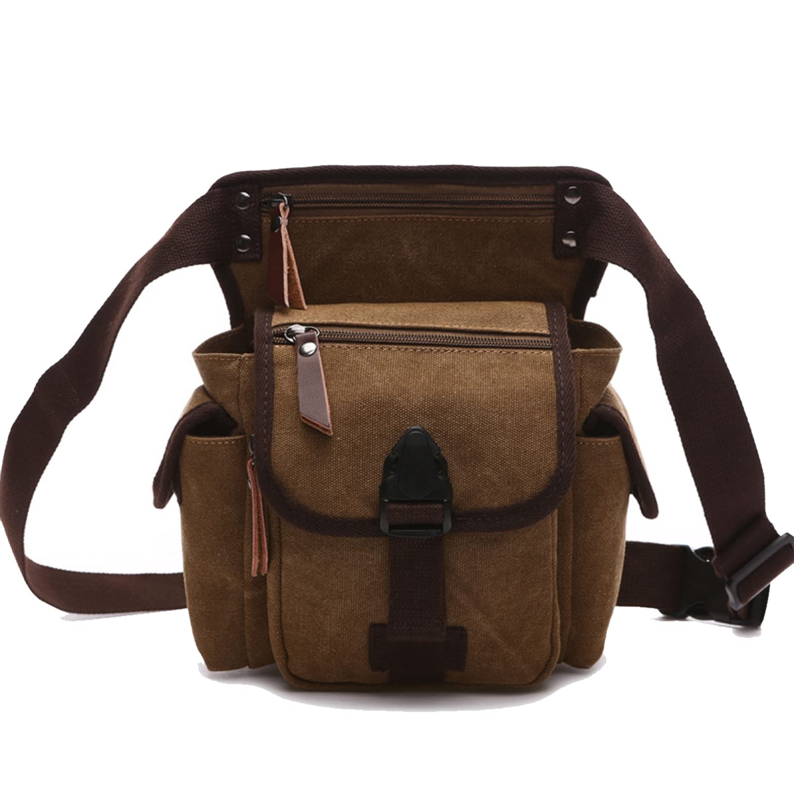 QIANJINGCQ Canvas Computer Backpack - Large Capacity Laptop Bag for Men, Water-Resistant Travel Backpack for Work, School & Business Commute