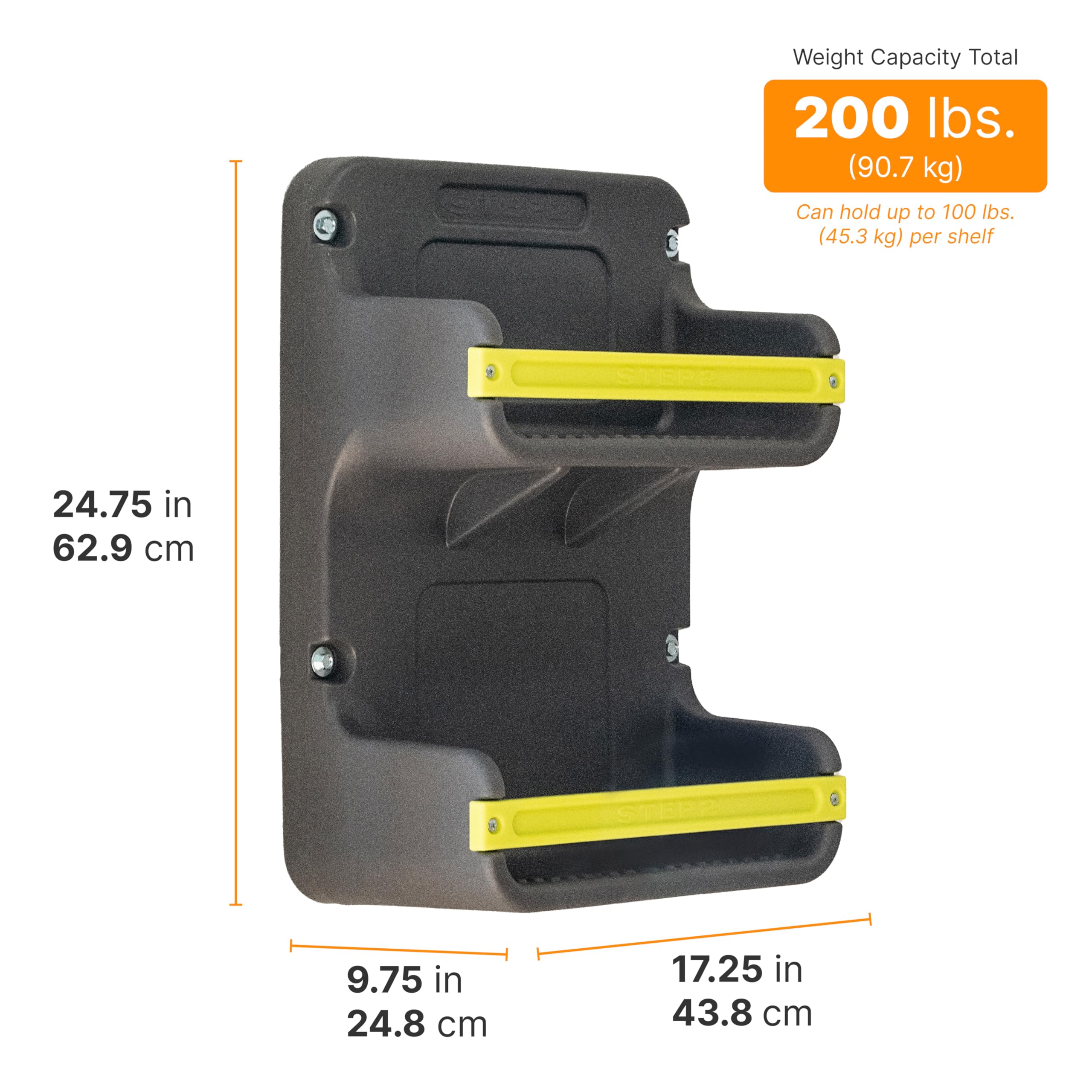 Step2 Evertough Vertical Wall Shelf - Heavy Duty 2-Pack Storage Shelves for Garage, Shed, Pantry | Indoor & Outdoor Weather-Resistant Plastic Shelving Units in Charcoal Gray | Perfect for Organizing Tools, Garden Supplies & Household Items