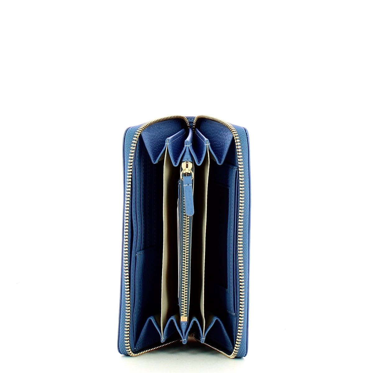 Coccinelle Metallic Soft Large Zip Around Wallet in Azul Blue - MW5113201 - Perfect for Travel, Everyday Use & Gift Giving