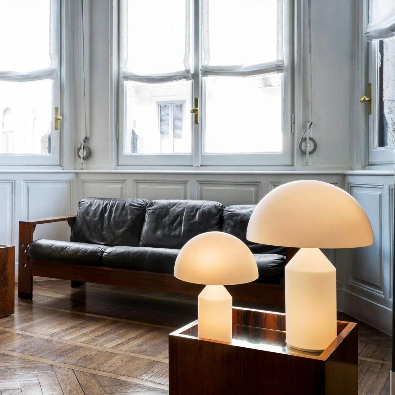 Atollo Glass Table Lamp - Modern Minimalist LED Desk Light for Living Room, Bedroom & Office Decor