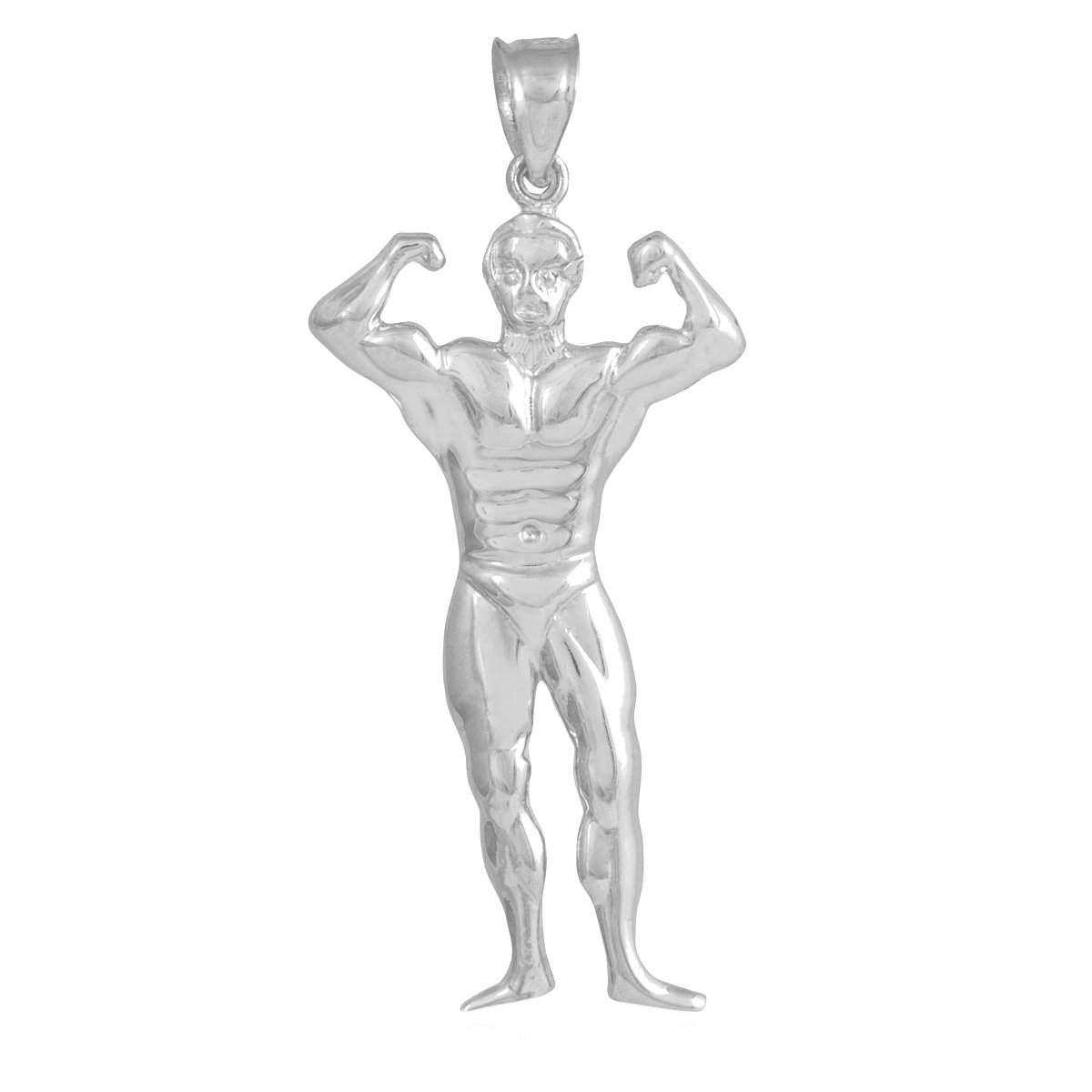 925 Sterling Silver Bodybuilder Sports Pendant Necklace for Men - Gym & Workout Jewelry - Perfect for Fitness Enthusiasts & Athletes