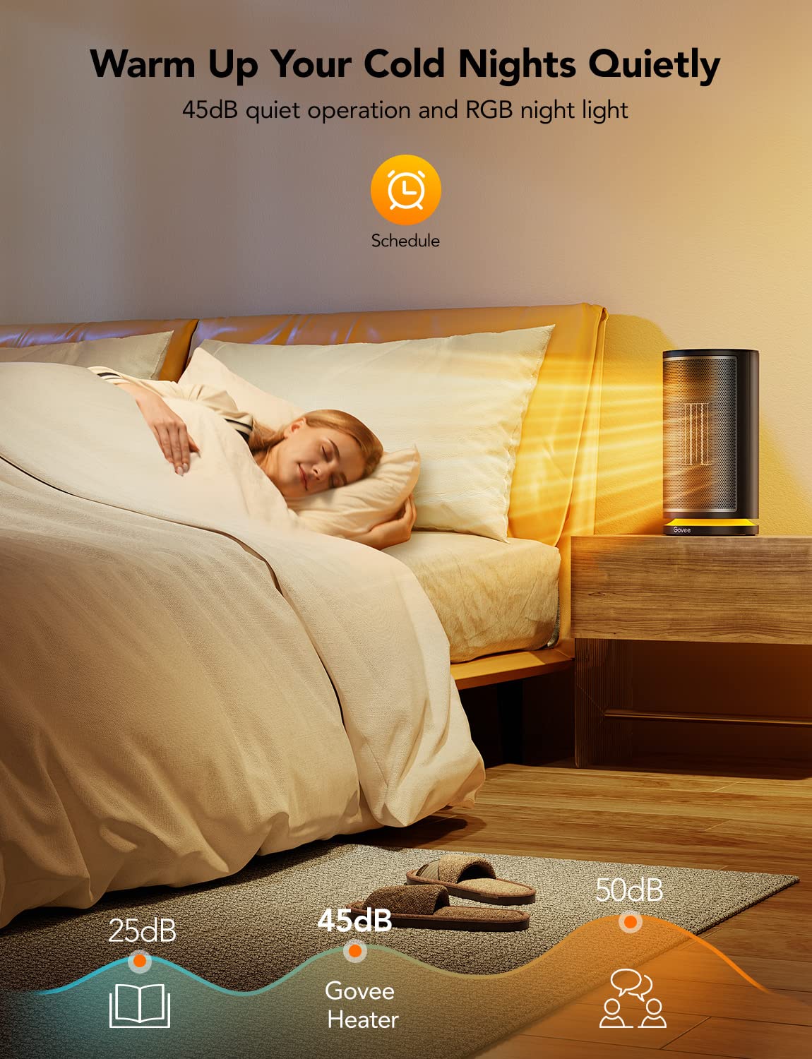 Govee Smart Space Heater for Indoor Use - 1500W Portable Ceramic Heater with 75° Oscillation, WiFi App & Voice Control, Auto Thermostat, 24H Timer, Overheat & Tip-Over Protection - Perfect for Office, Bedroom & Home Use