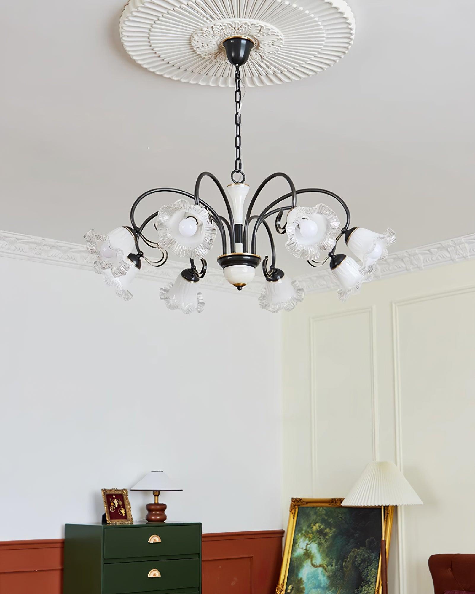 Elegant Luce Black Chandelier - Modern Crystal Ceiling Light Fixture for Dining Room, Bedroom & Living Room Decor