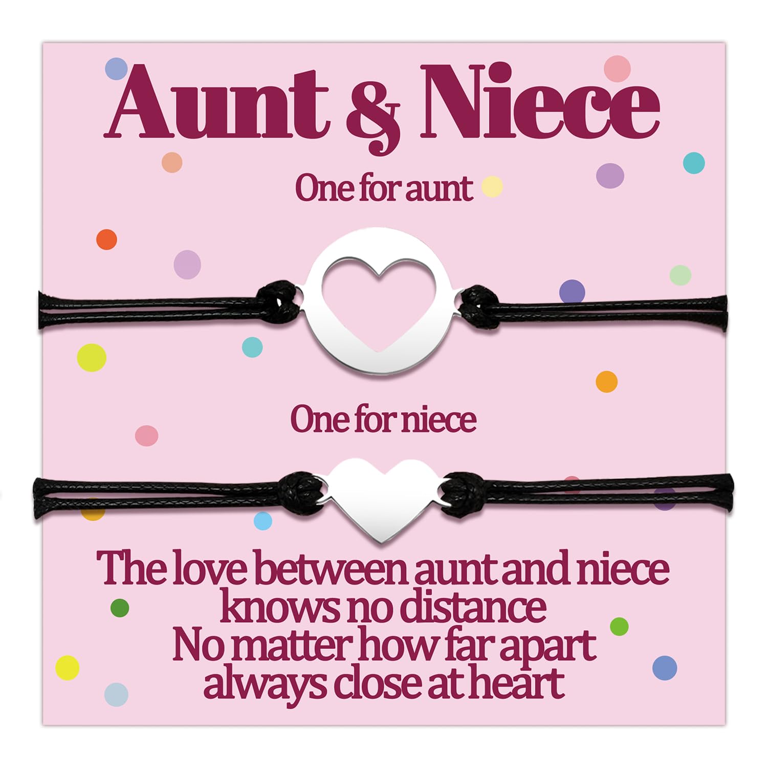 **Matching Heart Love Bracelet Set for Aunt & Nieces (2/3/4/5 Pcs) - Perfect Gift for Mother's Day, Birthday, Valentine's Day - Jewelry for Women, Family Bonding & Special Occasions**