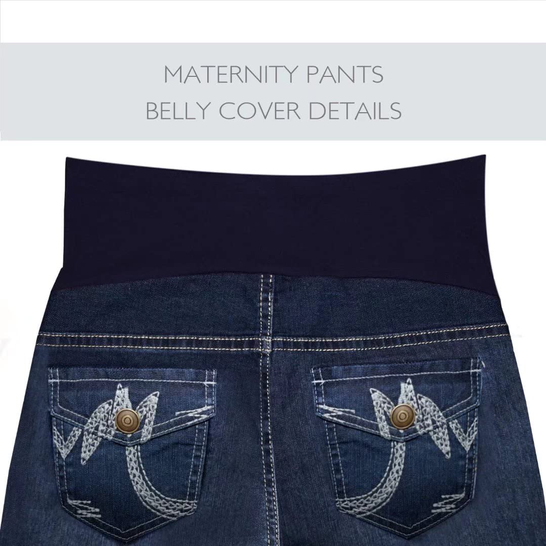 Hybrid & Company Super Comfy Stretch Women's Maternity Bootcut Jeans with Real Pockets - Perfect for Pregnancy Comfort & Everyday Wear