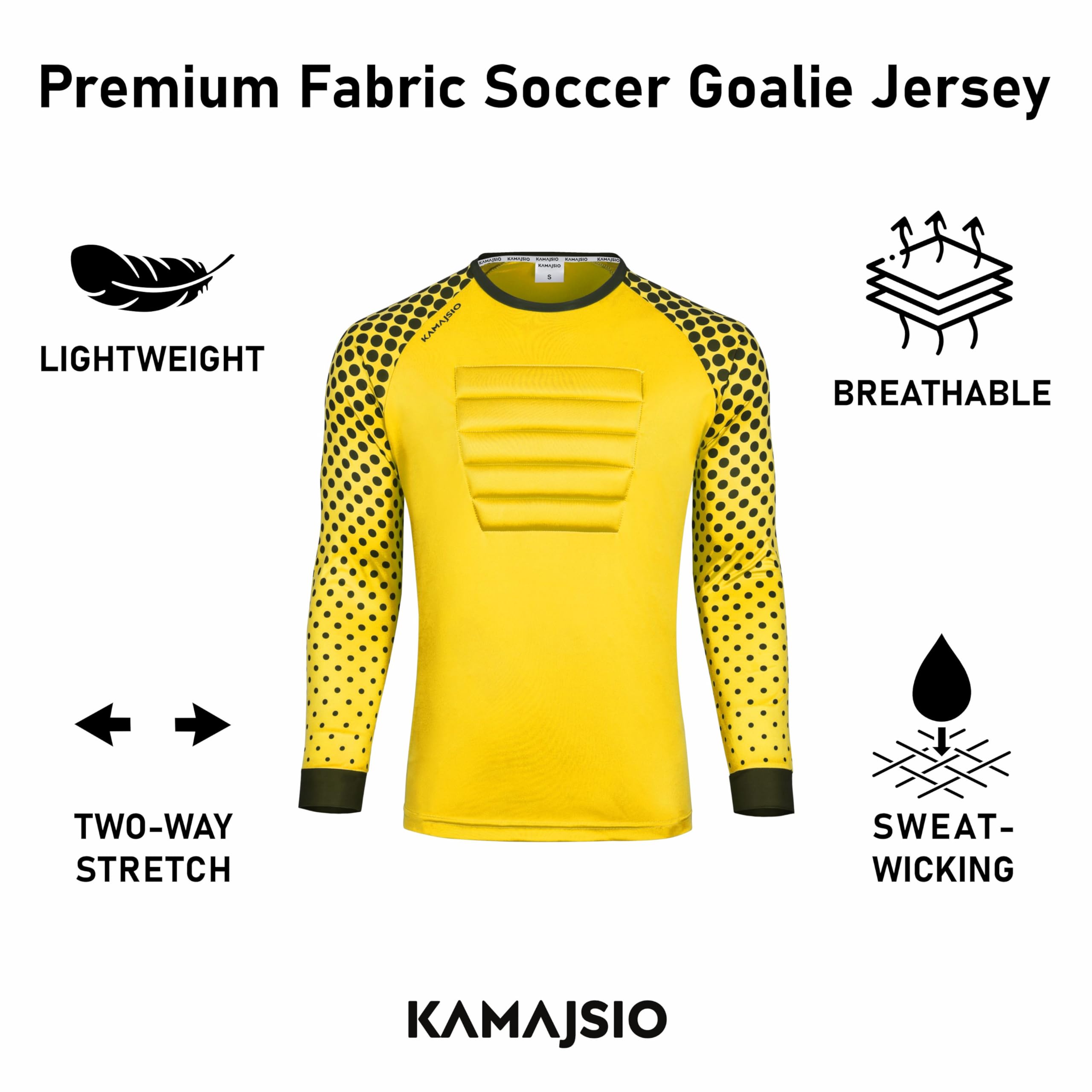 Youth Soccer Goalie Jersey with Elbow & Chest Pads - Breathable Goalkeeper Shirt for Kids & Adults - Perfect for Training, Matches, and Tournaments
