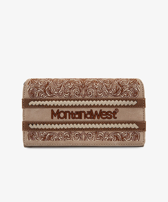 Montana West Embroidered Wallet for Women - Stylish Leather Clutch with RFID Protection | Perfect for Travel, Shopping & Everyday Use