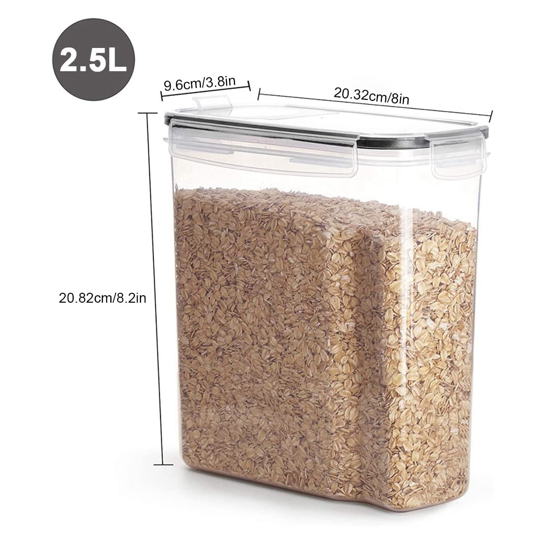 4-Piece Airtight Food Storage Container Set - 2.5L BPA-Free PP Plastic Cereal, Snack & Sugar Organizers - Perfect for Kitchen Pantry Organization & Bulk Food Storage