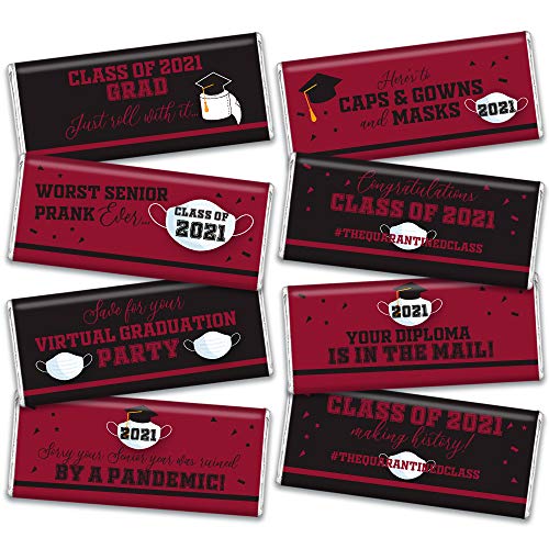 Class of 2022 Graduation Candy Gifts - 8 Pack Hershey's Chocolate Bars in Maroon | Perfect for Graduation Parties, School Events & Gift Giving