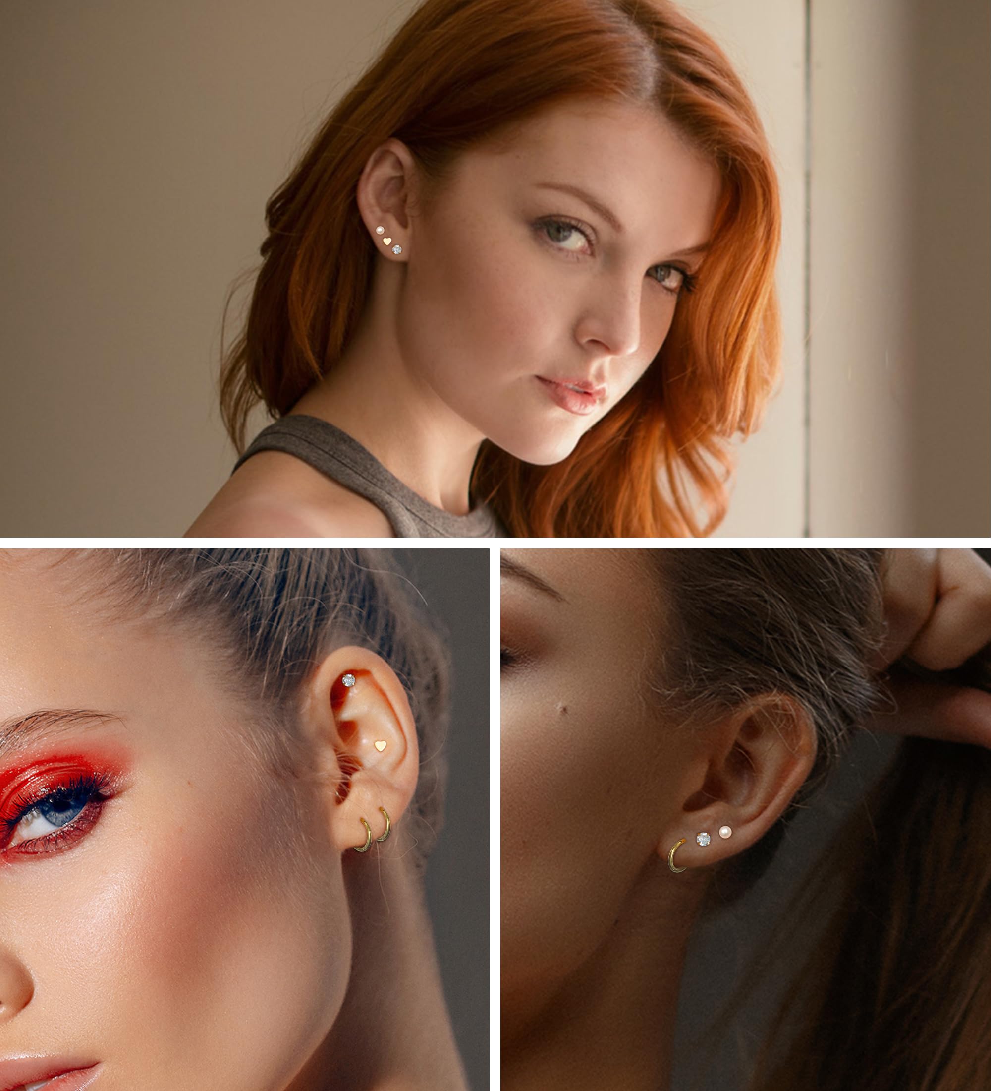 Hypoallergenic Titanium Earrings for Women - 20G Pure Titanium Stud & Hoop Earrings with CZ Heart & Pearl for Sensitive Ears | Flat Back Design for Comfort | Perfect for Daily Wear, Work & Special Occasions