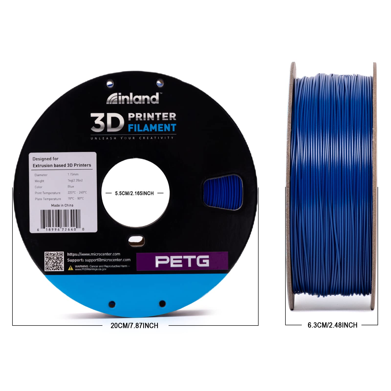 Premium Blue PETG Filament 1.75mm for 3D Printing - 1KG Spool with High Precision (±0.03mm) - Ideal for Functional Prototypes, DIY Projects & Cosplay Props