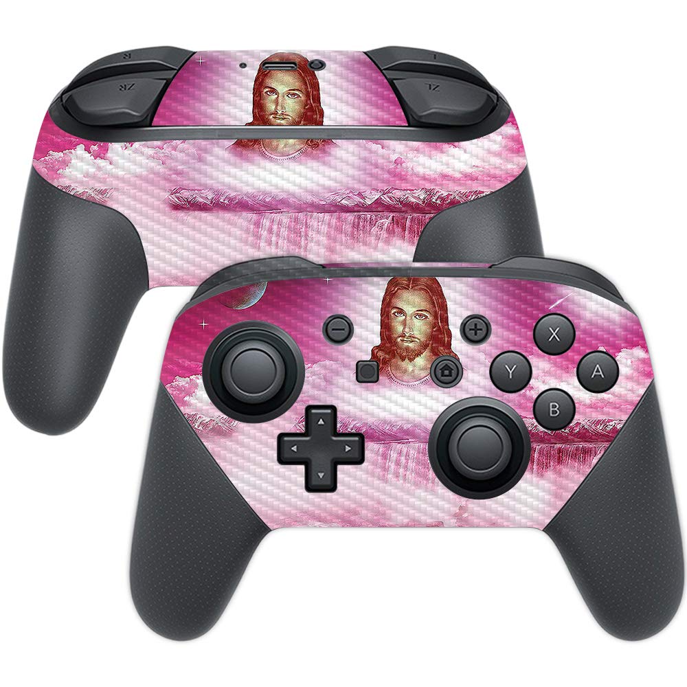 Premium Carbon Fiber Skin for Nintendo Switch Pro Controller - Jesus Design | Durable, Protective Cover with Textured Finish | Easy to Apply & Remove | Made in USA | Perfect for Gaming, Travel & Customization