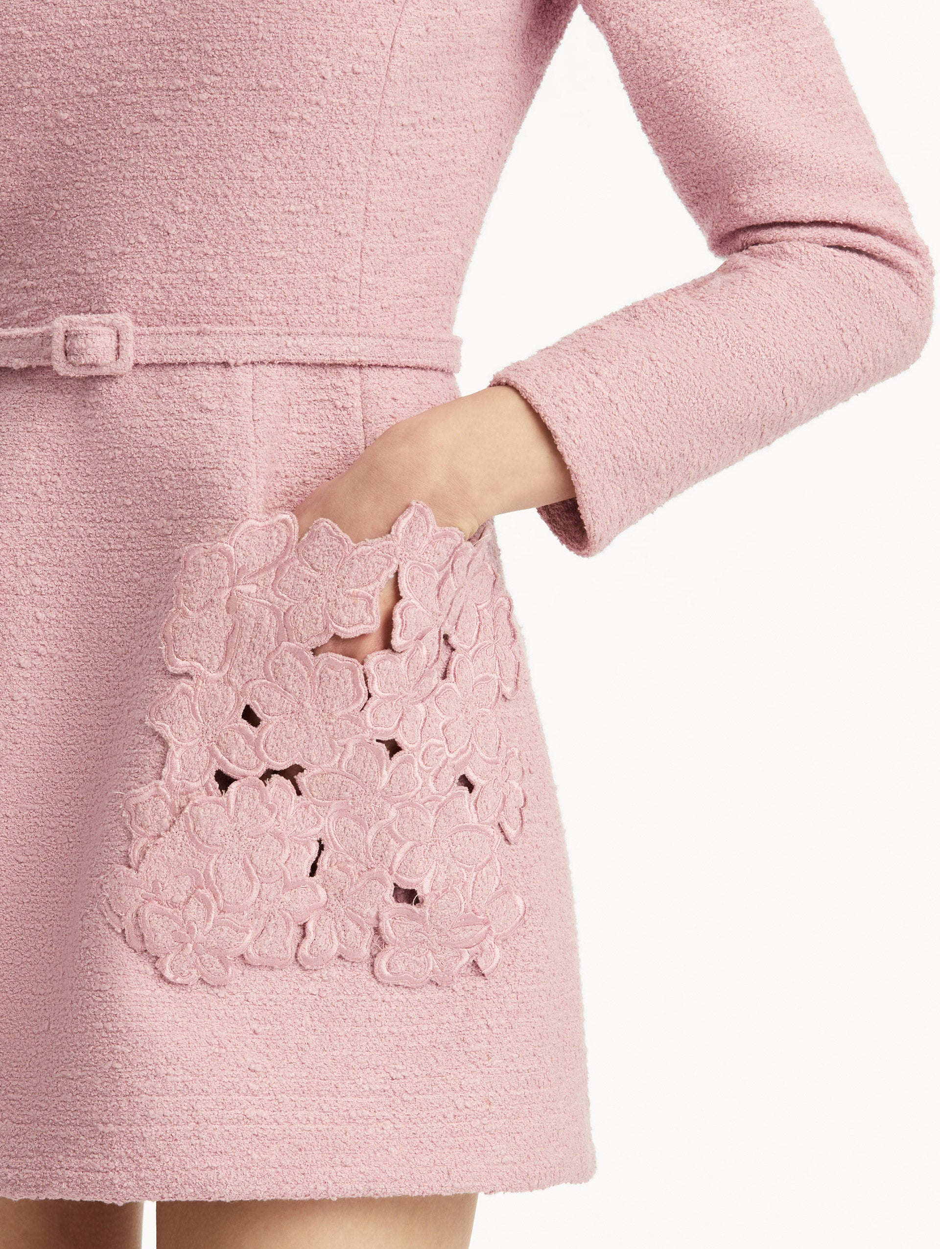 Cherry Blossom Print Tweed Dress for Women - Floral Spring Party Dress for Wedding, Tea Party & Office Wear