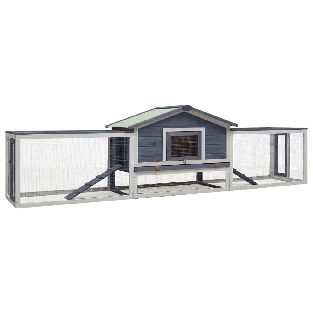 Outdoor Rabbit Hutch for Small Pets - 119.3x23.6x33.9 Inch Solid Pine & Fir Wood Chicken Coop with Weatherproof Design - Perfect for Backyard, Garden, or Patio Use for Bunnies, Chickens, and Small Animals
