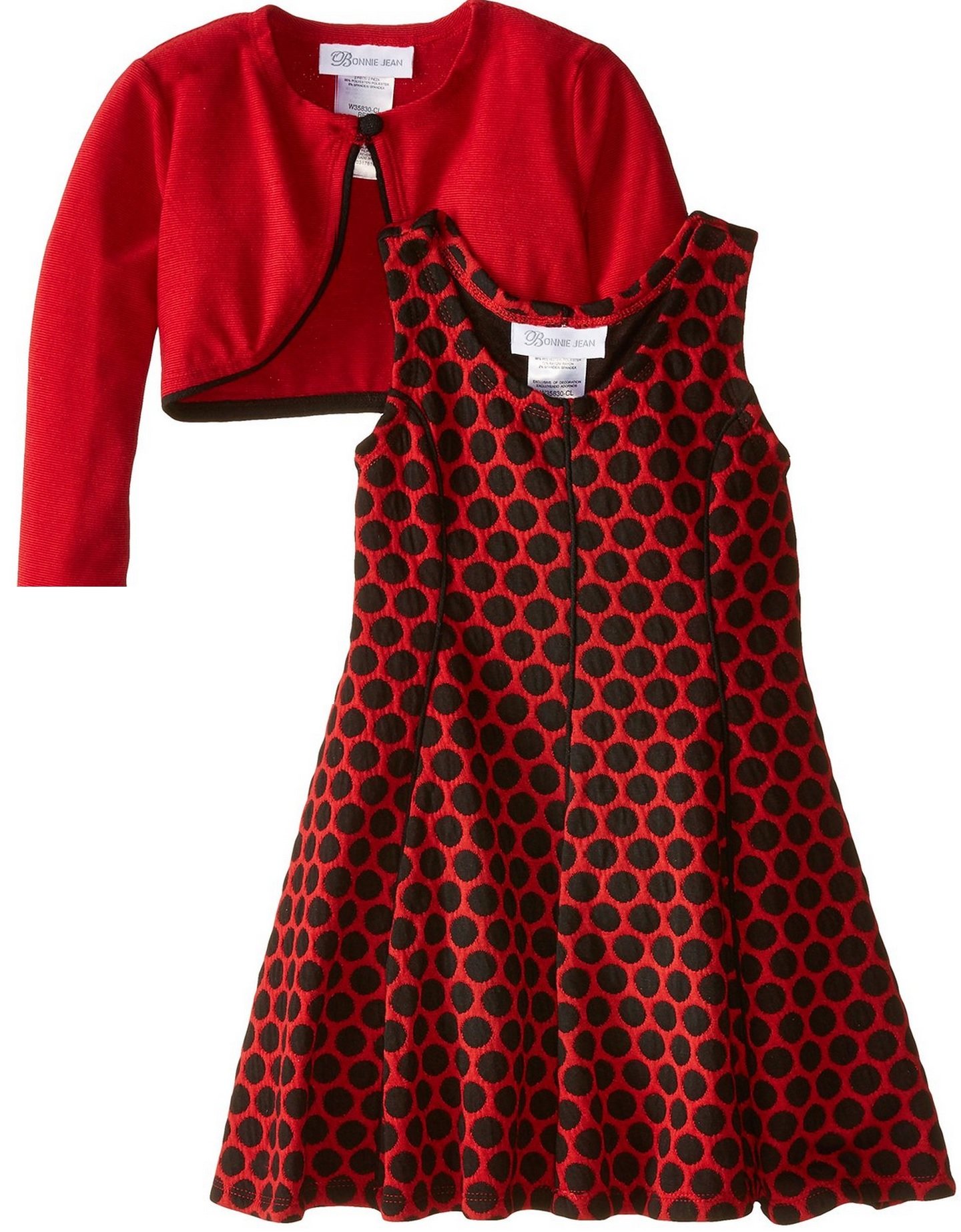 Bonnie Jean Little Girls' Dot Knit Cardigan Dress - Cute & Comfortable Toddler Outfit for Spring, Fall & Special Occasions