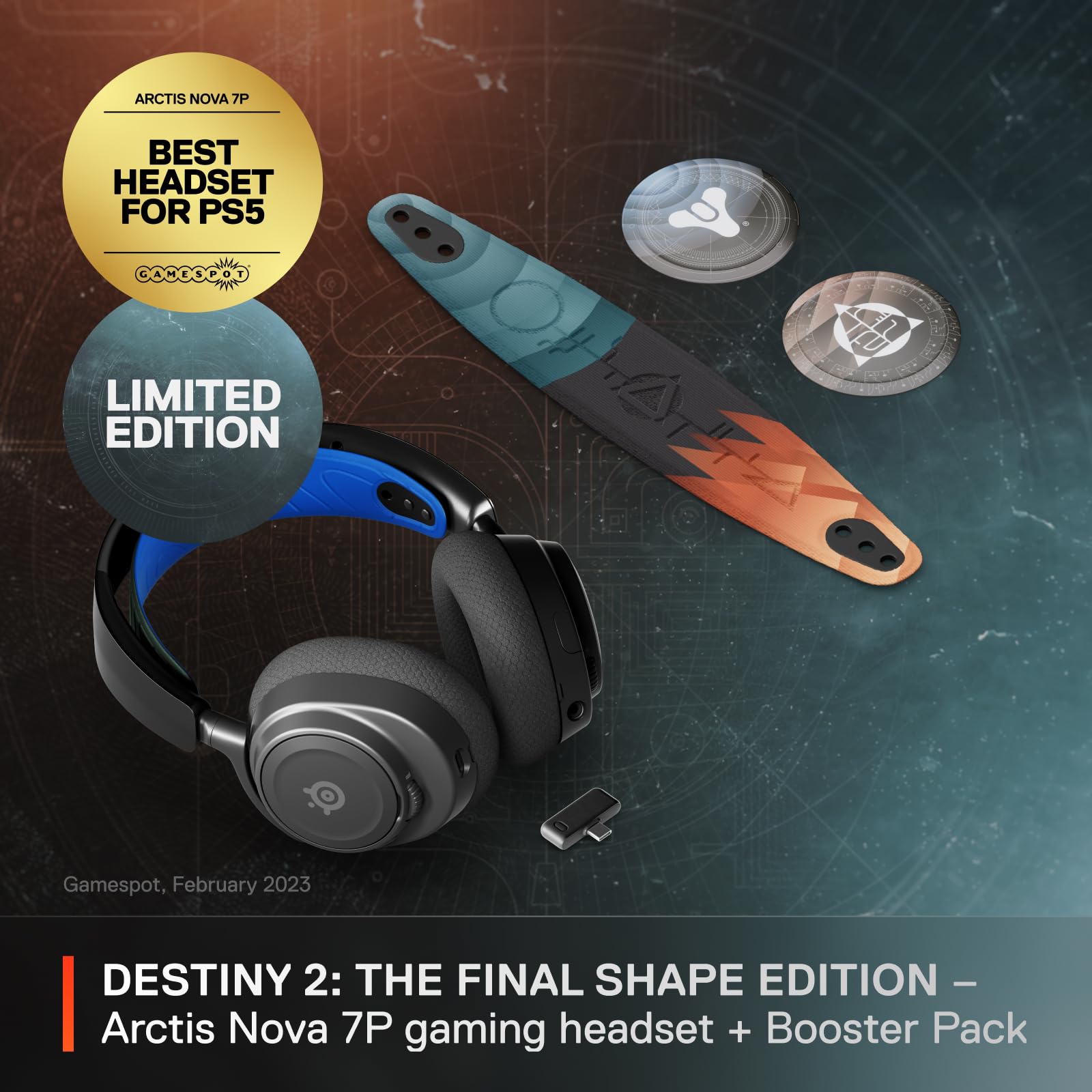 SteelSeries Arctis Nova 7P Wireless Gaming Headset with Bluetooth - Multi-Platform Compatible (PS5, PC, Nintendo Switch) - 38H Battery Life & USB-C Charging - Destiny 2: The Final Shape Edition with Exclusive In-Game Items - Perfect for Competitive Gaming, Streaming, and Immersive Console Play