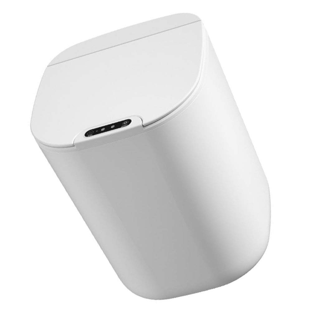 HEMOTON Automatic Sensor Trash Can - Hands-Free Motion Activated Smart Dustbin with Lid, 1-Piece White Garbage Bin for Kitchen, Bathroom, Office & Home Use