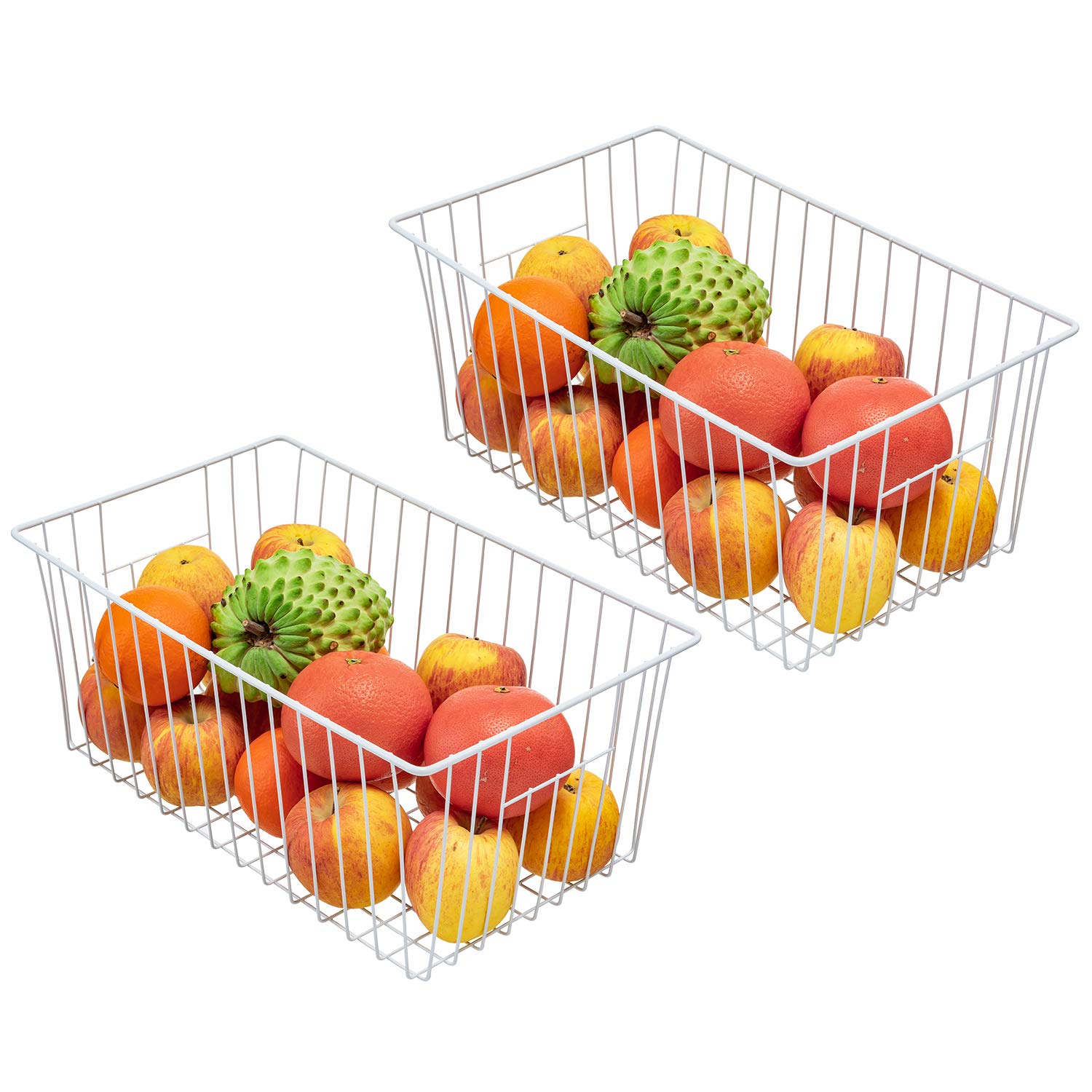 16-Inch Freezer Wire Storage Baskets with Built-In Handles - Refrigerator Organizer Bins for Kitchen, Pantry, Cabinet & Closet - Perfect for Storing Frozen Foods, Snacks & Household Items