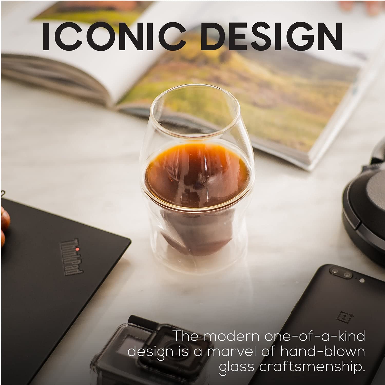 Premium AVENSI Coffee Enhancing Glassware Set - 3 Elegant Glasses (VIDA, SENTI, ALTO) with Felt Coasters, Polishing Cloth & Brewing Guide | Perfect for Specialty Coffee Tasting, Home Baristas & Gift Giving