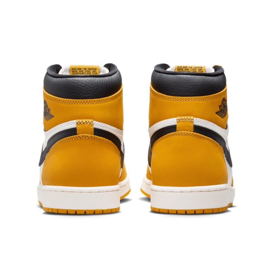 Air Jordan 1 Retro High OG Sneakers - Yellow Ochre & Black Sail Colorway - Men's Basketball Shoes for Streetwear & Casual Outfits