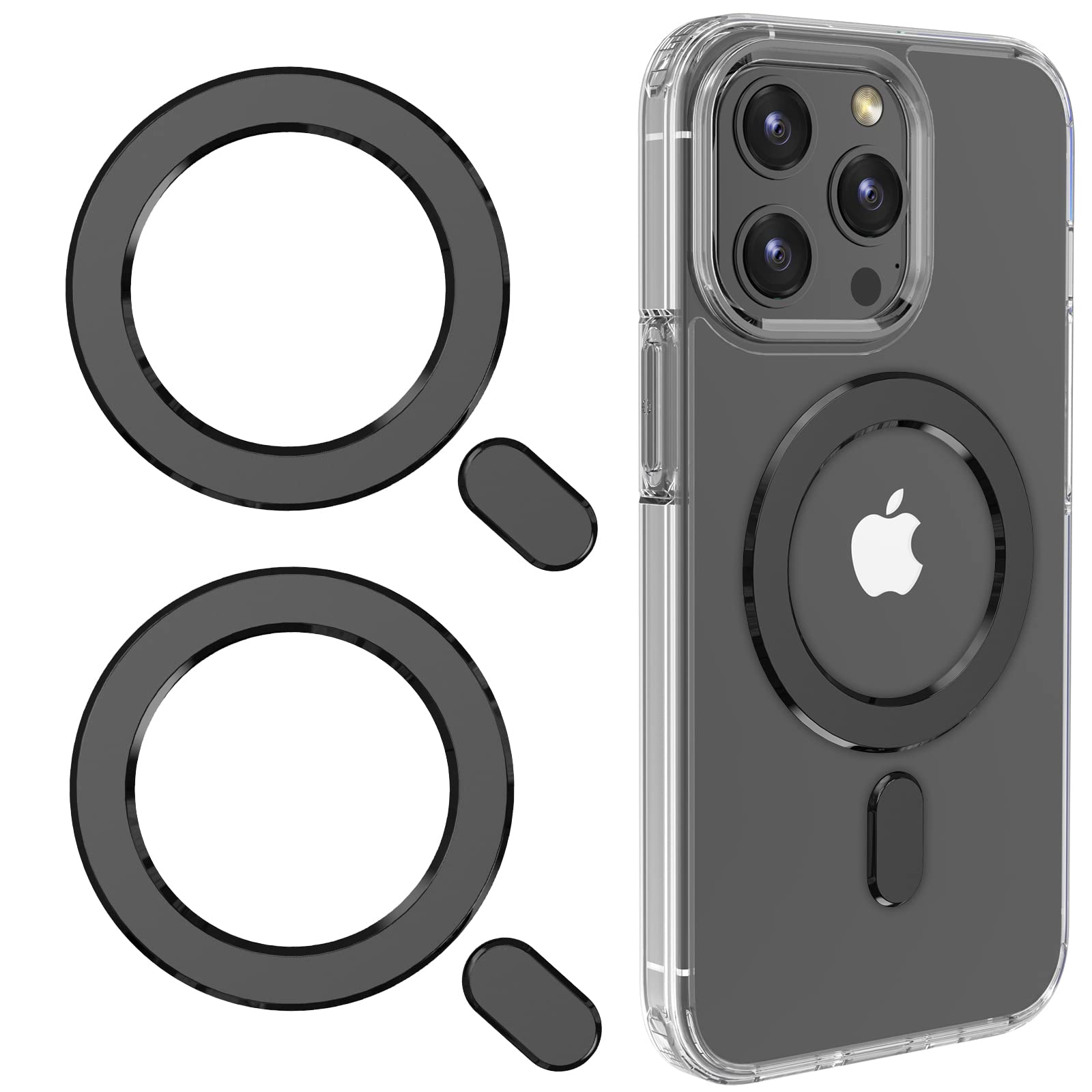 Universal MagSafe Ring - 2 Pack Magnetic Sticker Adapter for iPhone 16/15/14/13/12/11 Pro Max/Mini & Galaxy S25/S24/S23 - Compatible with Wireless Charging & MagSafe Accessories (Black) - Perfect for Car Mounts, Wallets & Phone Stands