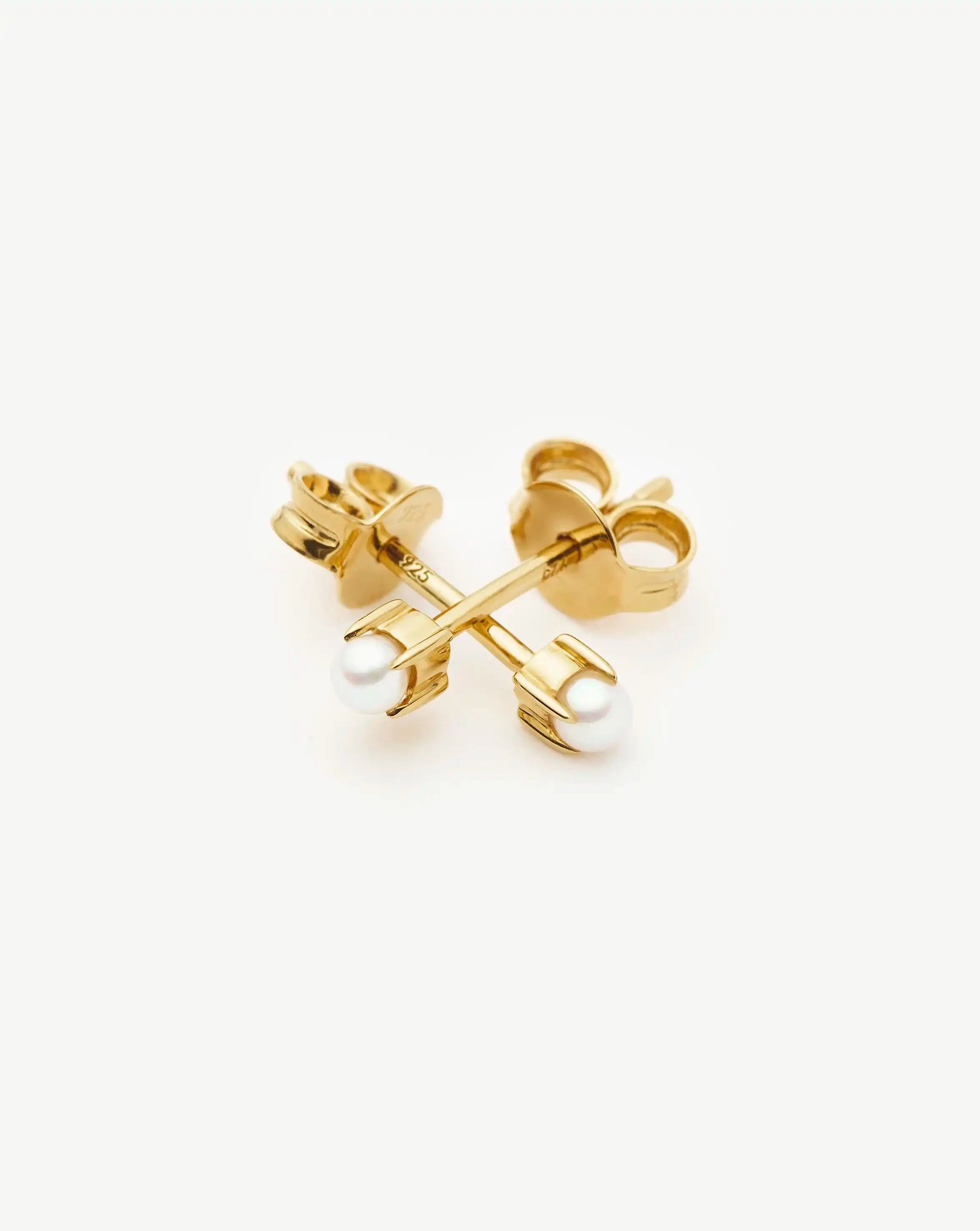 Classic Pearl Stud Earrings for Women - 18k Gold Vermeil & Genuine Pearl Jewelry - Perfect for Weddings, Parties & Everyday Elegance