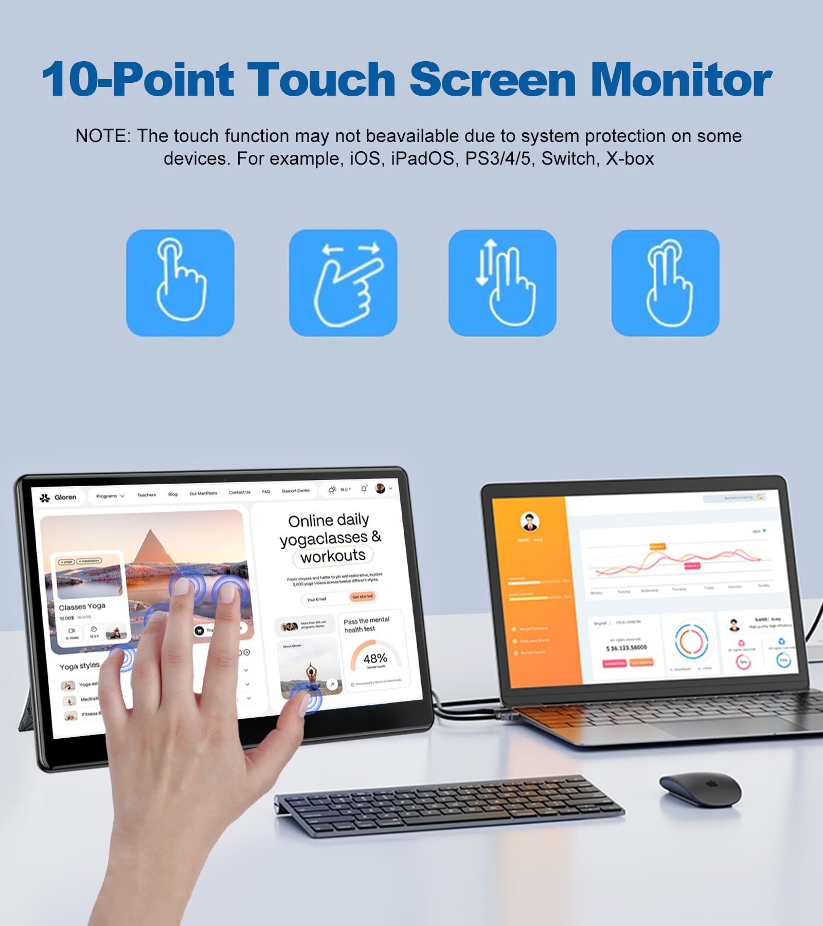 13.3 Inch Industrial Touchscreen Monitor - FHD 1920×1080 IPS Display with HDMI/VGA Ports, VESA Mount Compatible for PC, Mac & Laptops | Perfect for Factory Control, Kiosk Systems & Digital Signage