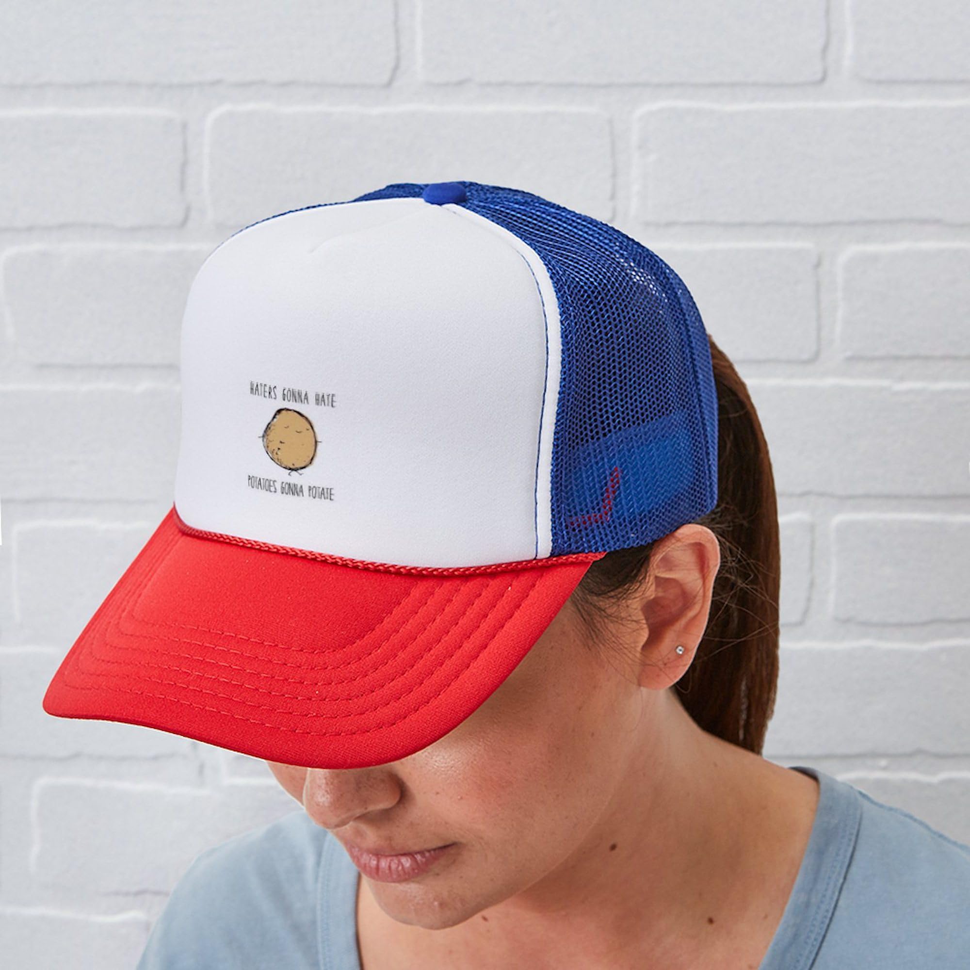 Haters Gonna Hate Potatoes Gonna Potate Adjustable Snapback Trucker Hat - Funny Novelty Baseball Cap for Men & Women, Perfect for Outdoor Activities, Parties, and Casual Wear
