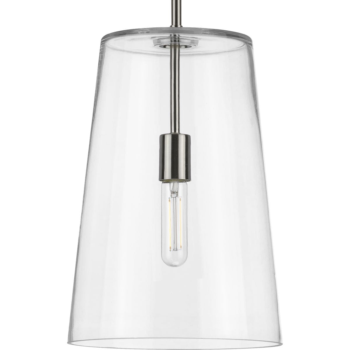 Clarion Collection Clear Glass Single Light Pendant - Modern Hanging Fixture for Kitchen Island, Dining Room & Bedroom Lighting