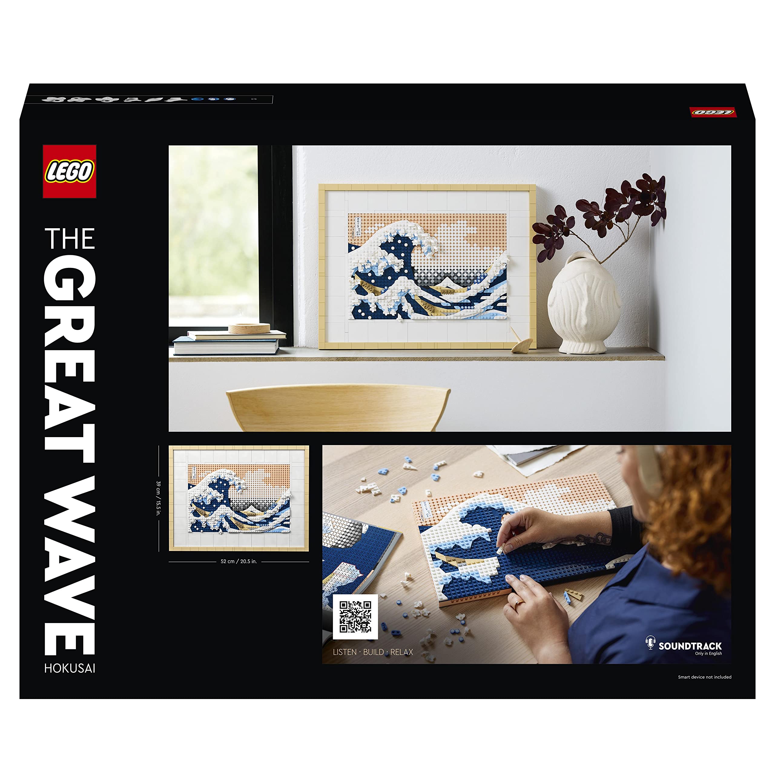 LEGO ART Hokusai – The Great Wave Building Kit, Japanese Wall Decor, Ocean Art Mosaic, Creative DIY Hobby for Adults, Home & Office Decoration (Set 31208) - Perfect for Art Lovers, Home Decorators & Stress Relief Activities