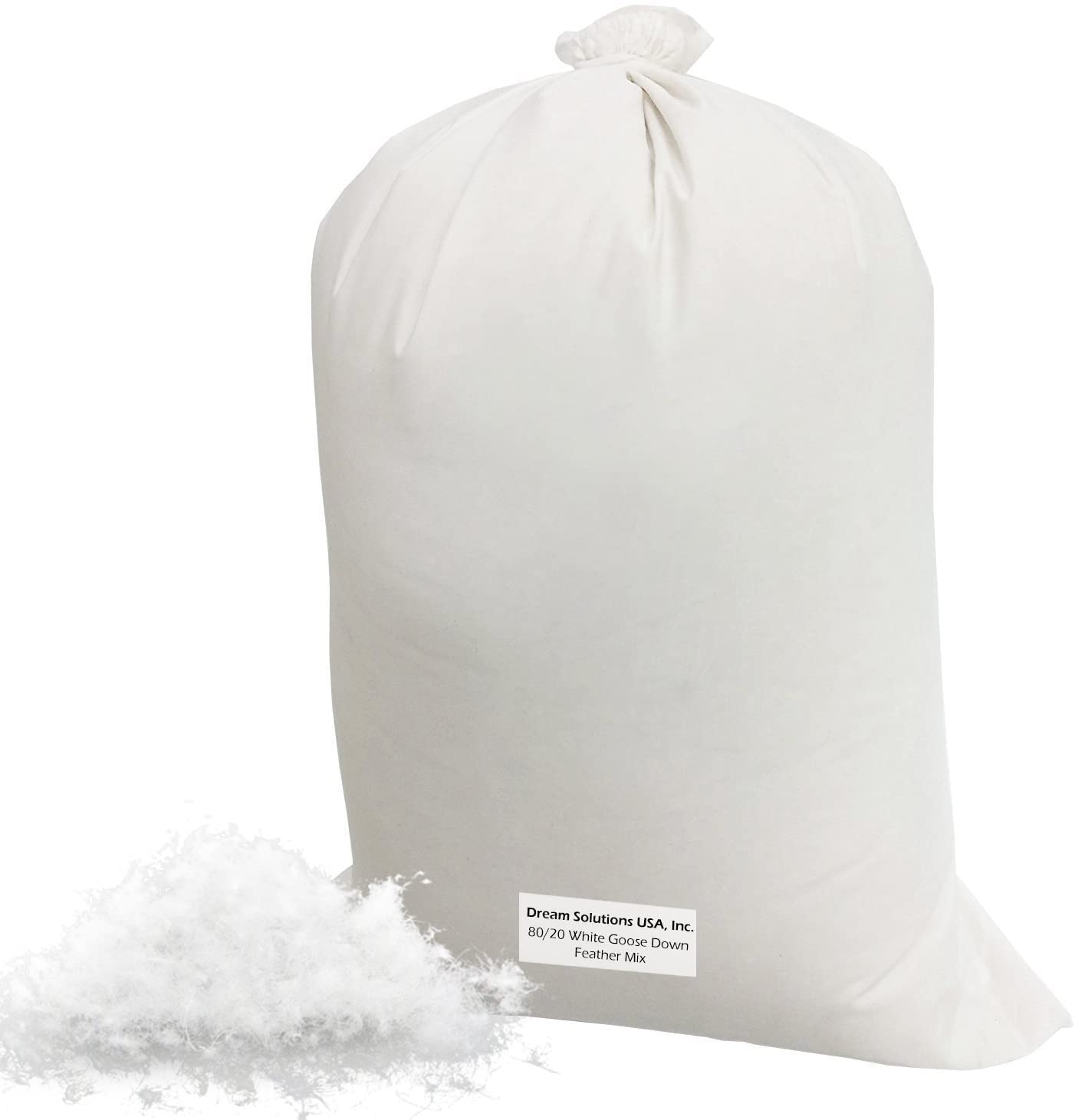 Premium 5 lbs 80/20 White Goose Down Filling - 100% Natural Hungarian Down & Feathers for Comforters, Pillows, Jackets - Ultra Soft Plush Stuffing Material for DIY Bedding, Winter Coats, Home Decor Projects