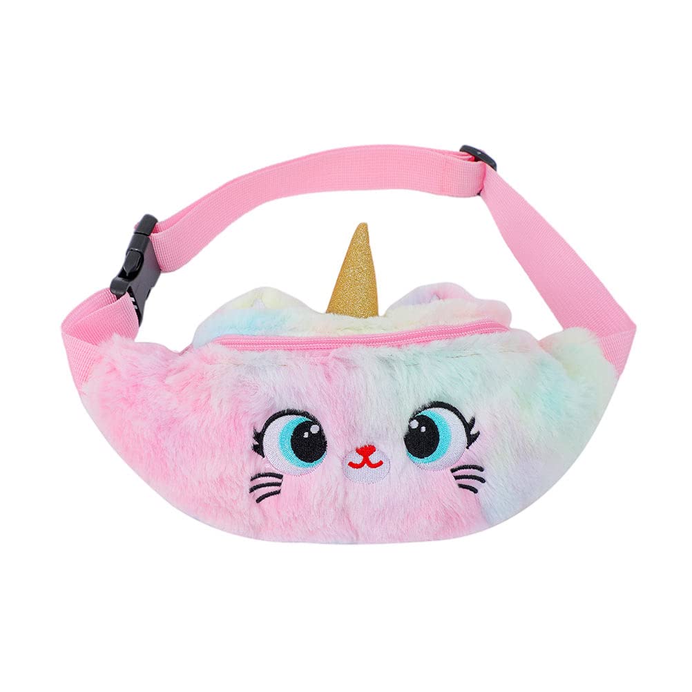 **Cute Cartoon Plush Waist Bag for Kids - Crossbody Storage Pouch, Portable & Fashionable for School, Travel & Daily Use**