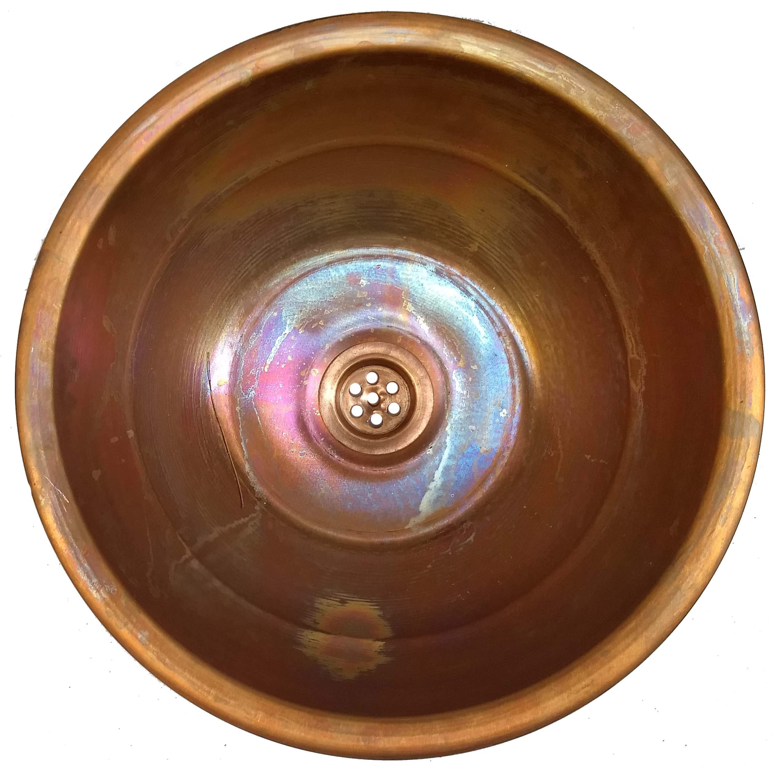 Round Satin Rainbow Dome Pure Copper Bathroom Sink - Vintage Vanity Basin for Guest Room, Hand Washing Station, Decorative Lavatory Bowl | Perfect for Powder Rooms, Farmhouse Bathrooms & Luxury Hotel Decor