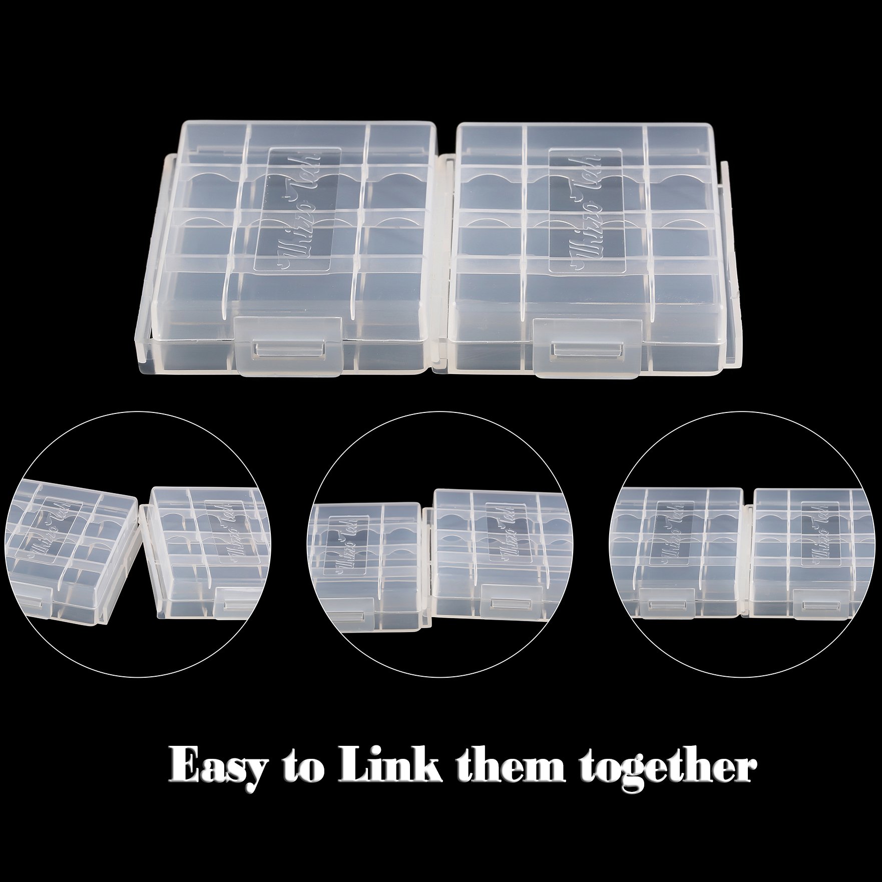 Whizzotech 12-Pack Clear AA/AAA Battery Storage Case with Charge Indicator - Organize & Protect Batteries for Home, Office, Travel & Emergency Kits