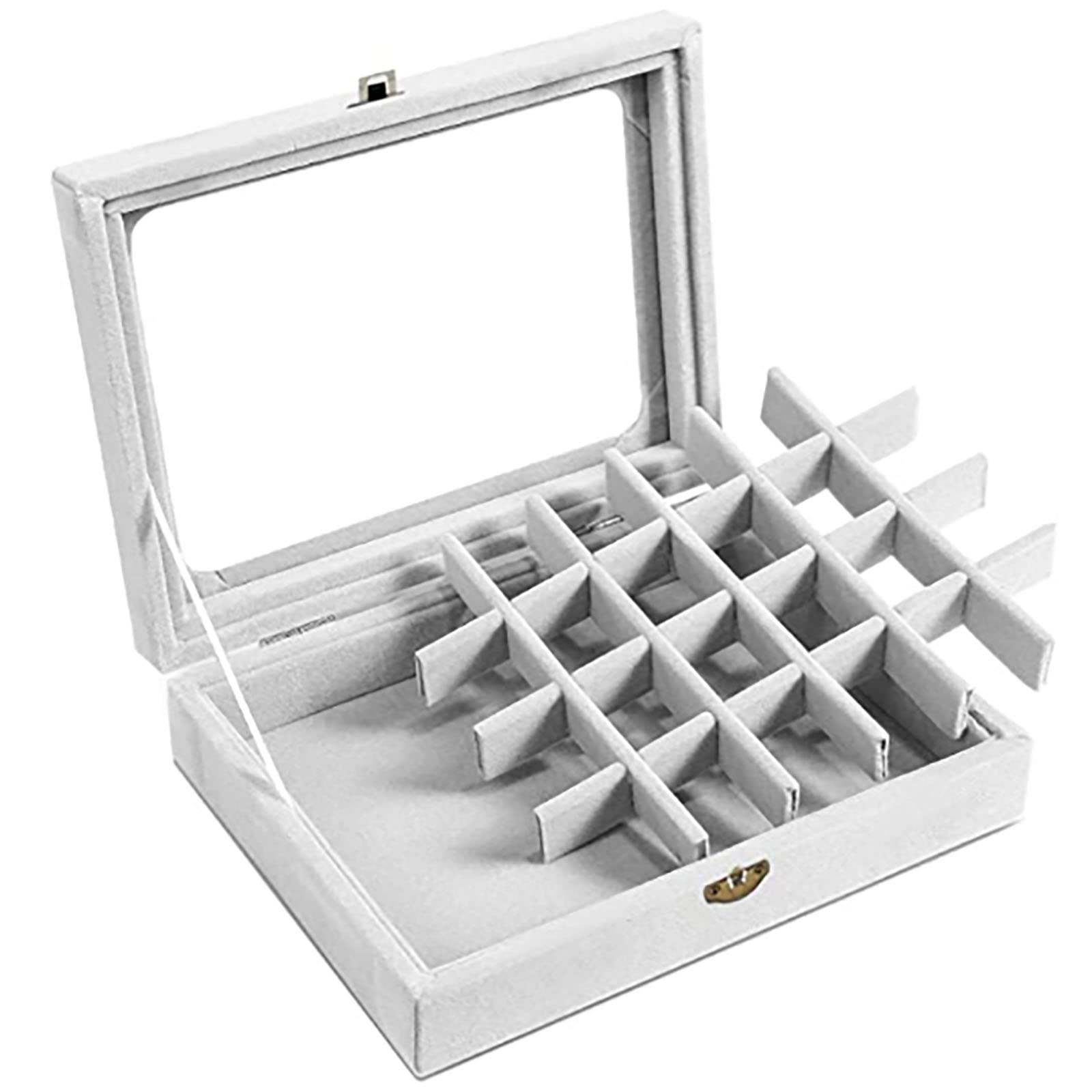24-Slot Ice Flower Pearl Jewelry Display Box - Velvet Ring Organizer & Over Door Jewelry Storage for Necklaces, Earrings, and Bracelets | Perfect for Bedroom, Closet & Gift Presentation