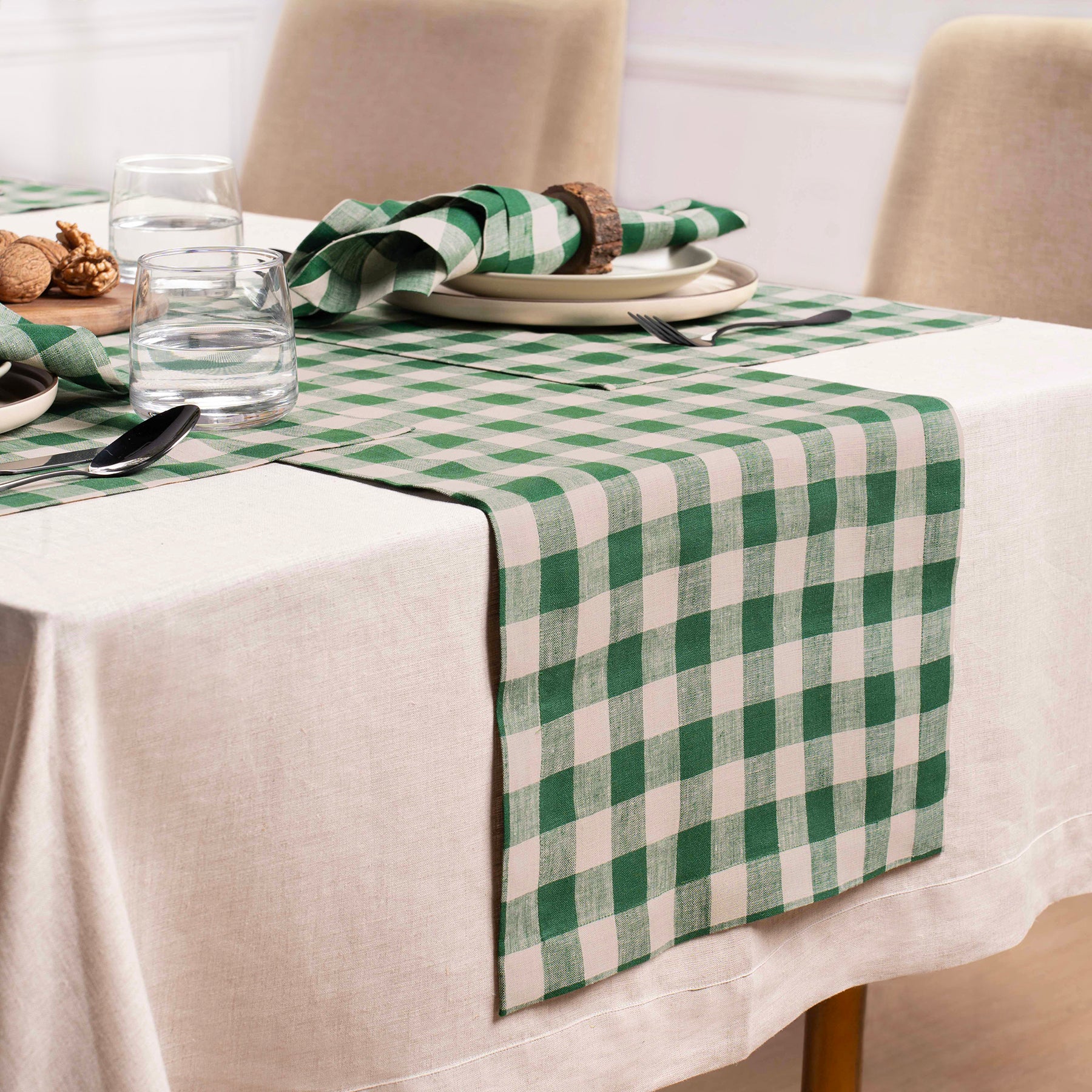 Morgan Check Table Runner - Classic Plaid Cotton Tablecloth for Dining & Kitchen Decor - Perfect for Holiday Dinners, Parties & Farmhouse Style Home Decor