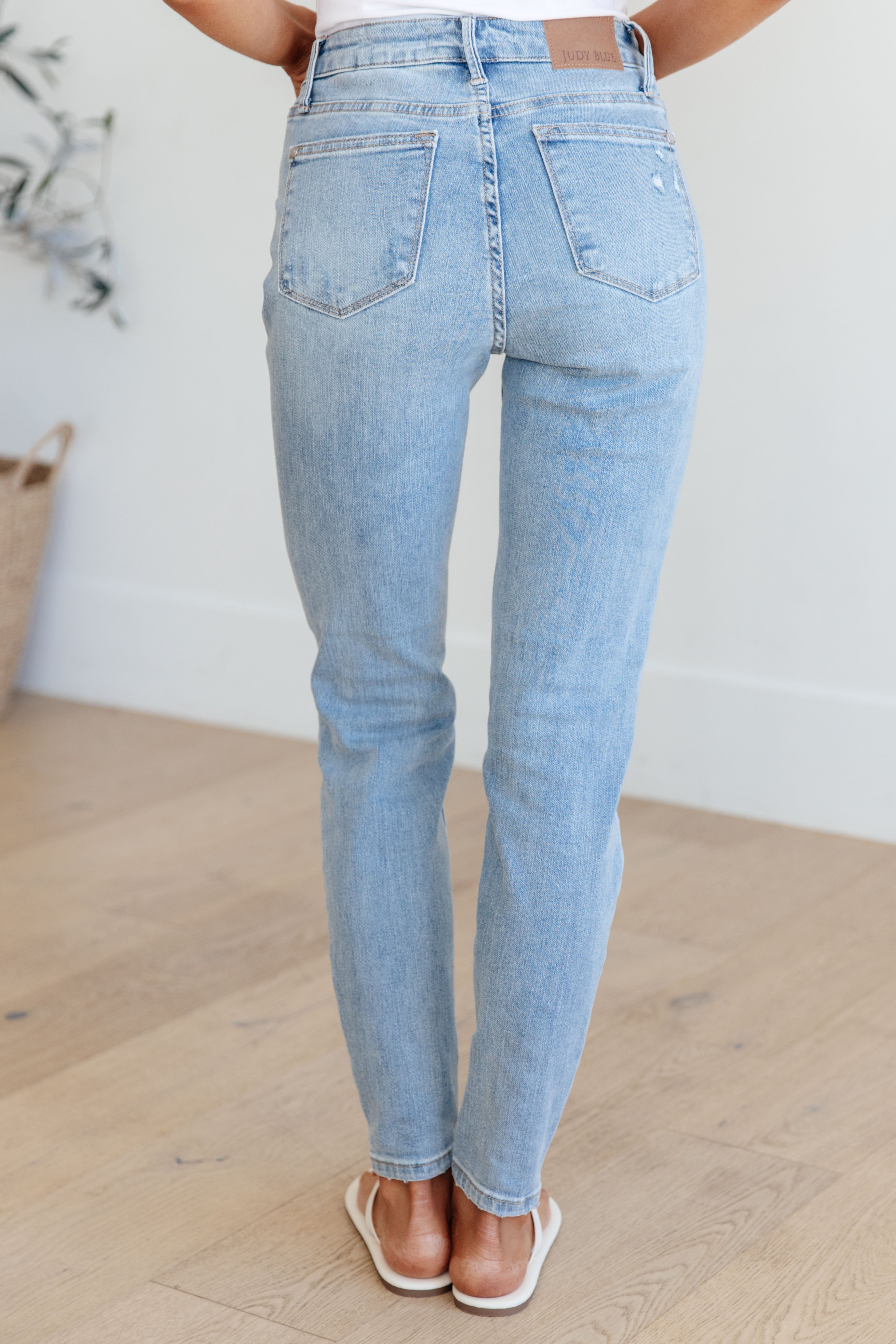 Eloise Mid Rise Control Top Distressed Skinny Jeans for Women - Slimming Tummy Control Denim Pants - Comfortable Stretch Skinny Fit Jeans for Casual Wear, Date Night & Office Outfits