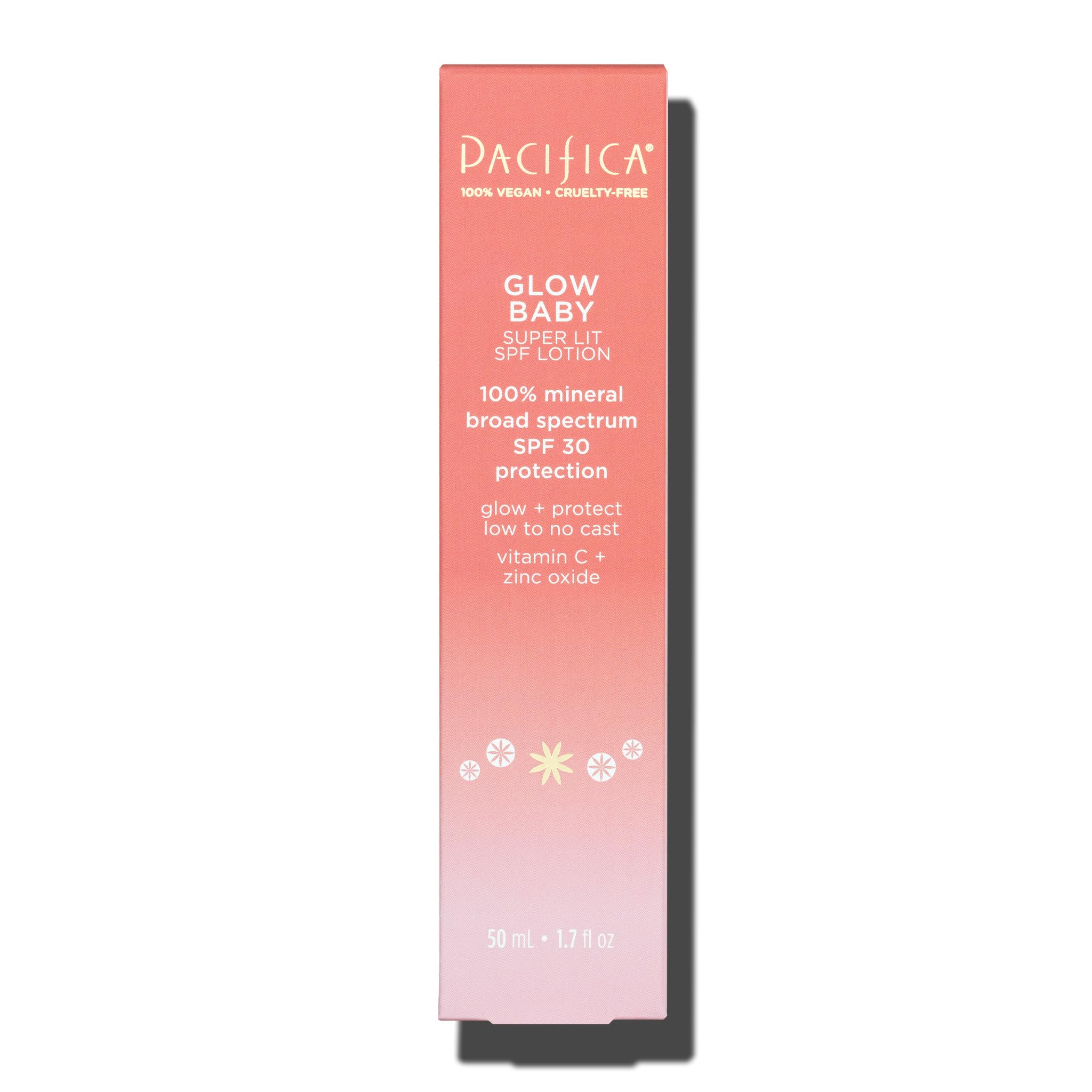 Pacifica Beauty Glow Baby Super Lit SPF 30 Tinted Moisturizer - Broad Spectrum Mineral Sunscreen with Zinc Oxide for UVA/UVB Protection - Vegan Face Lotion for Daily Skincare - 1.7 fl oz (1 Count) | Perfect for Beach Days, Outdoor Activities & Everyday Sun Protection